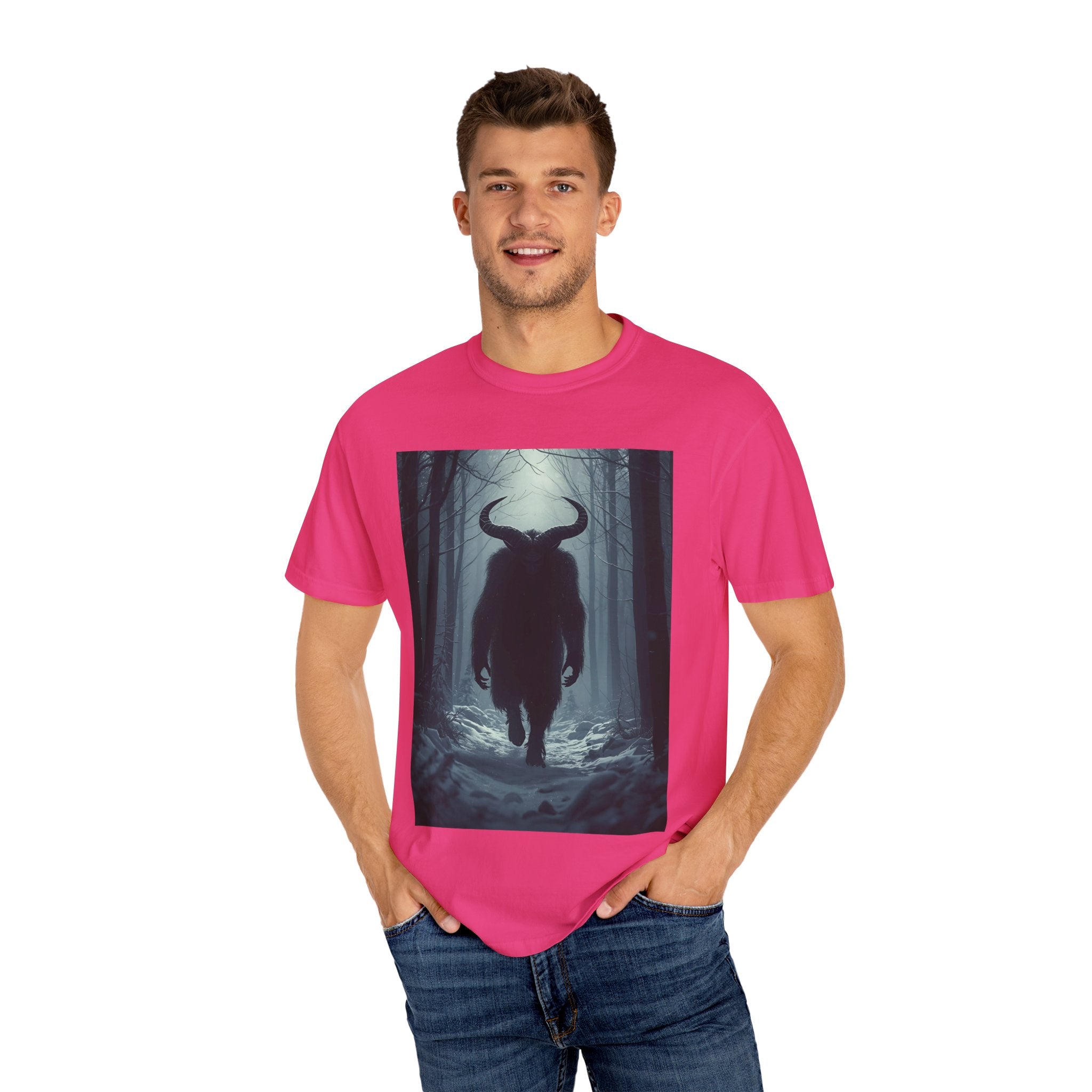 Spooky Mysterious Forest Creature Unisex Garment-Dyed T-Shirt | Unisex Tee, Graphic T-Shirt, Vintage Style, Nature Lover Gift, Unique Artwear