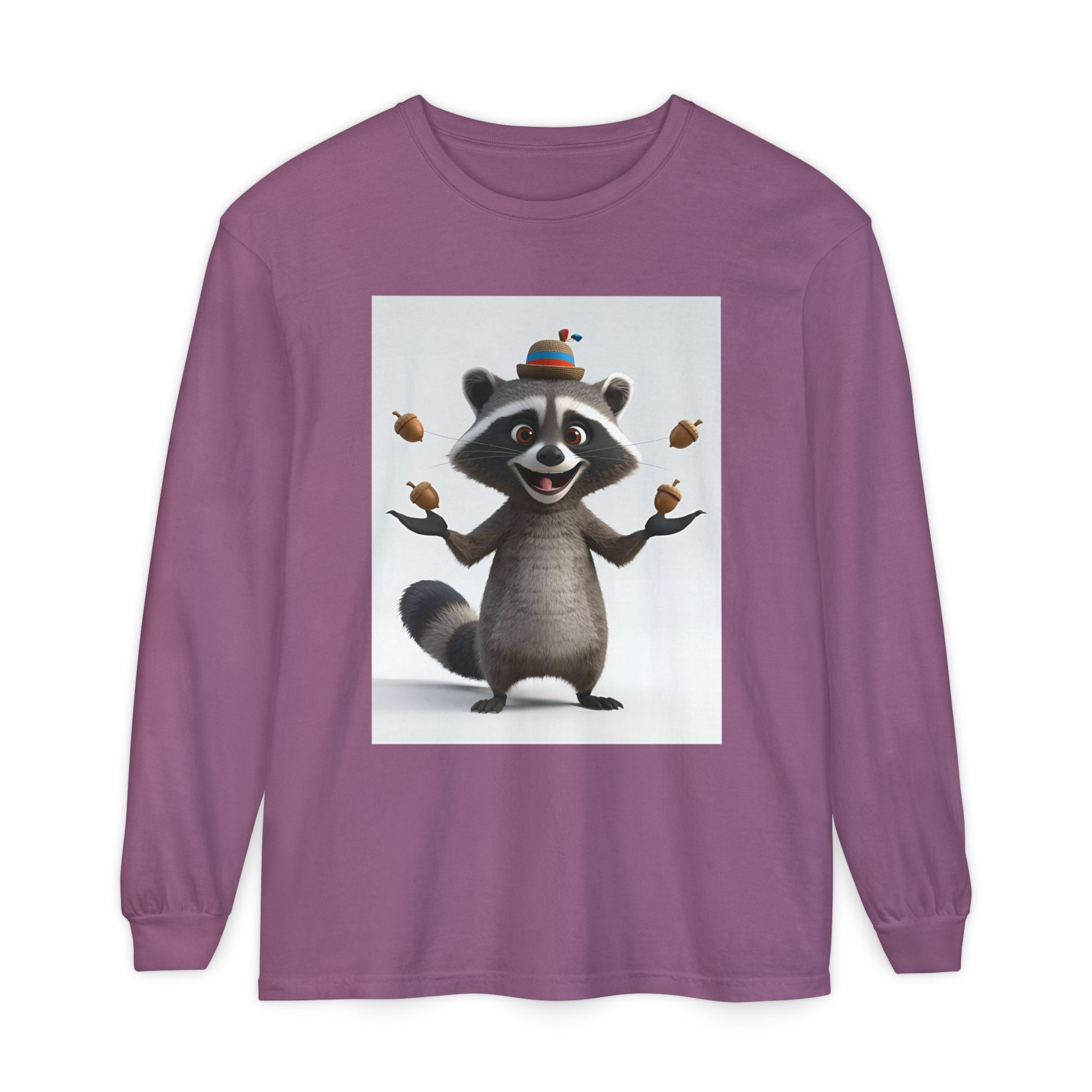Raccoon Unisex Garment-dyed Long Sleeve T-Shirt