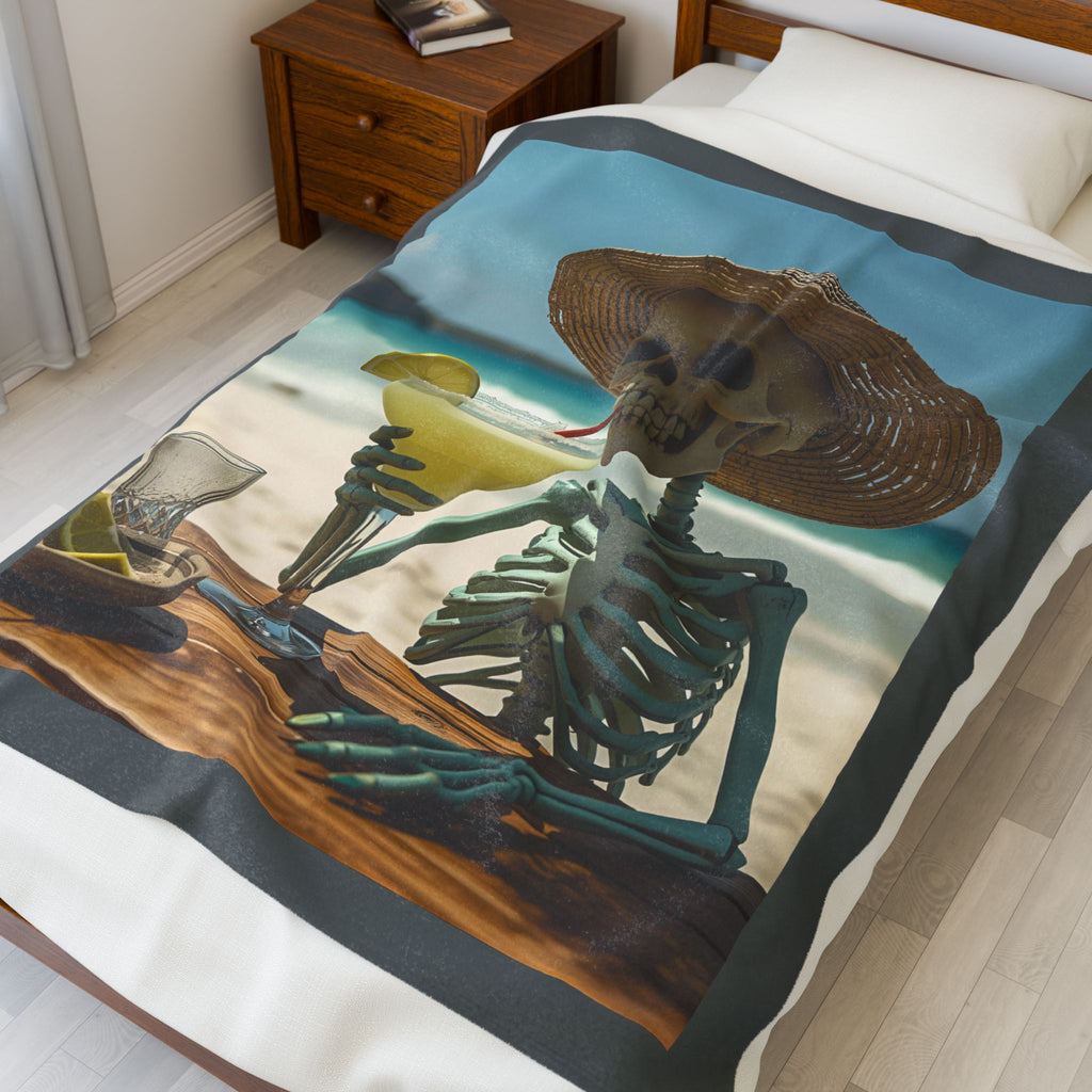 Chillin Skeleton Velveteen Plush Blanket