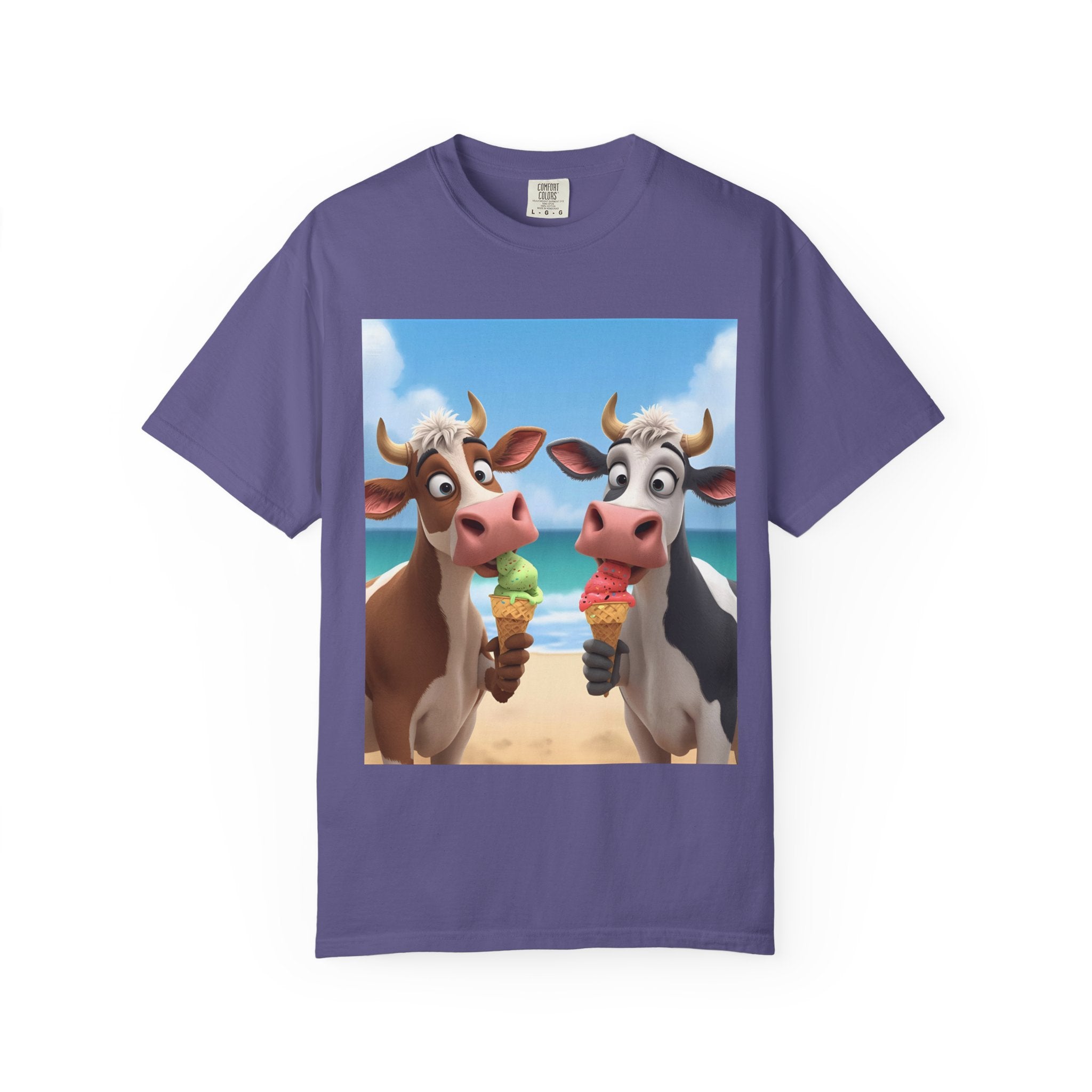 Beachy Cow Unisex Garment-Dyed T-shirt