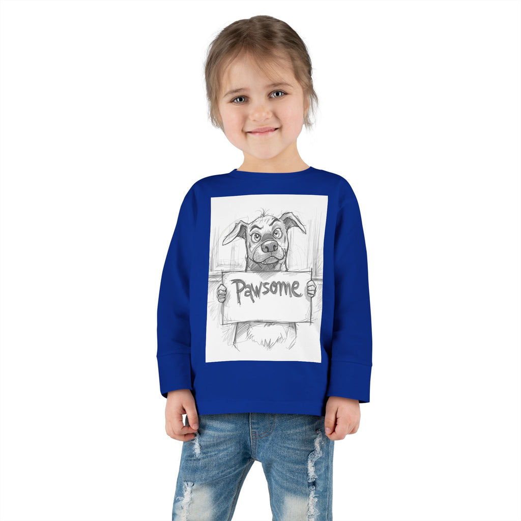 Pawsome Toddler Long Sleeve Tee, Cute Dog Shirt, Pet Lovers Gift, Kids Apparel, Funny Animal Tee, Birthday Gift