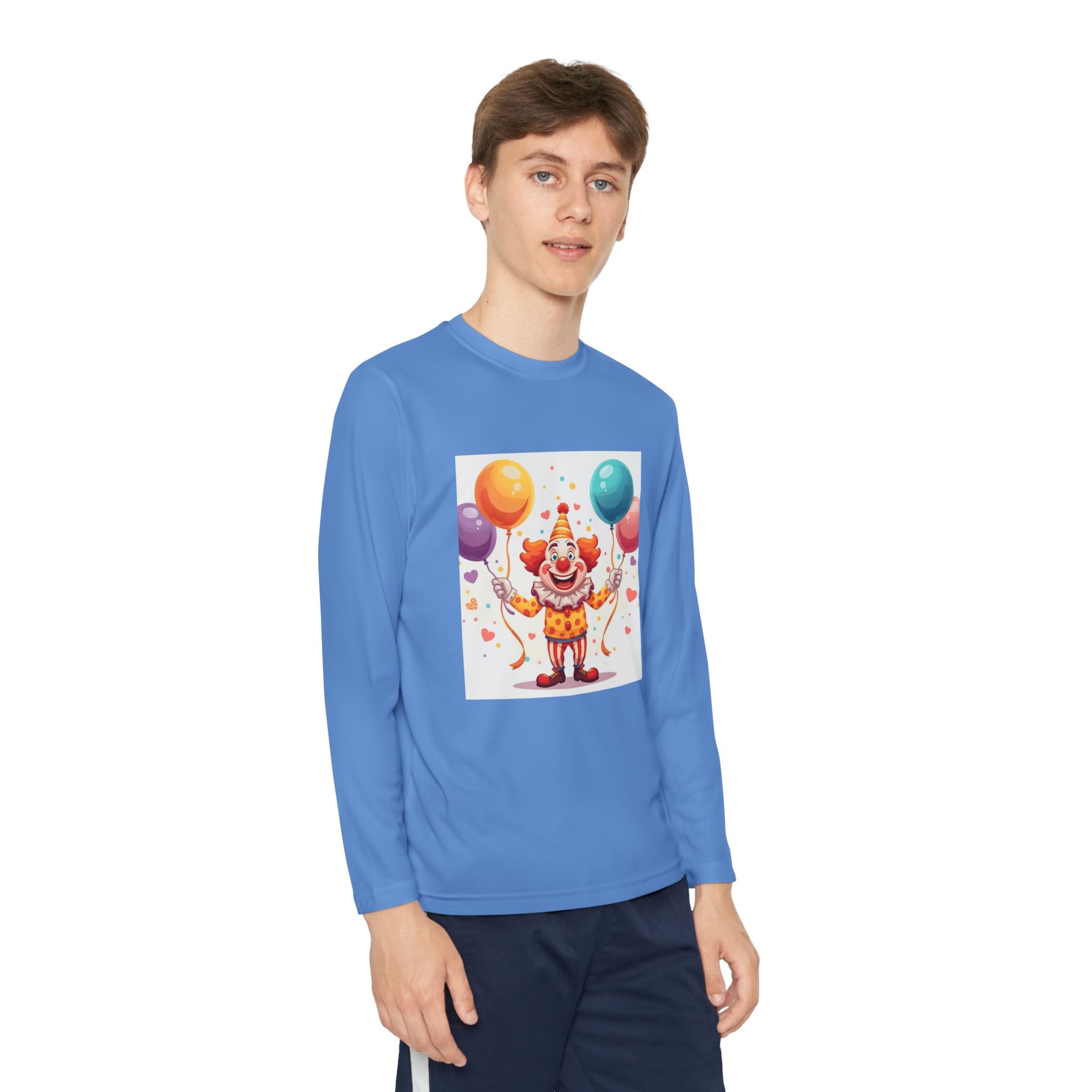 Birthday Clown With Balloons Youth Long Sleeve Competitor Tee