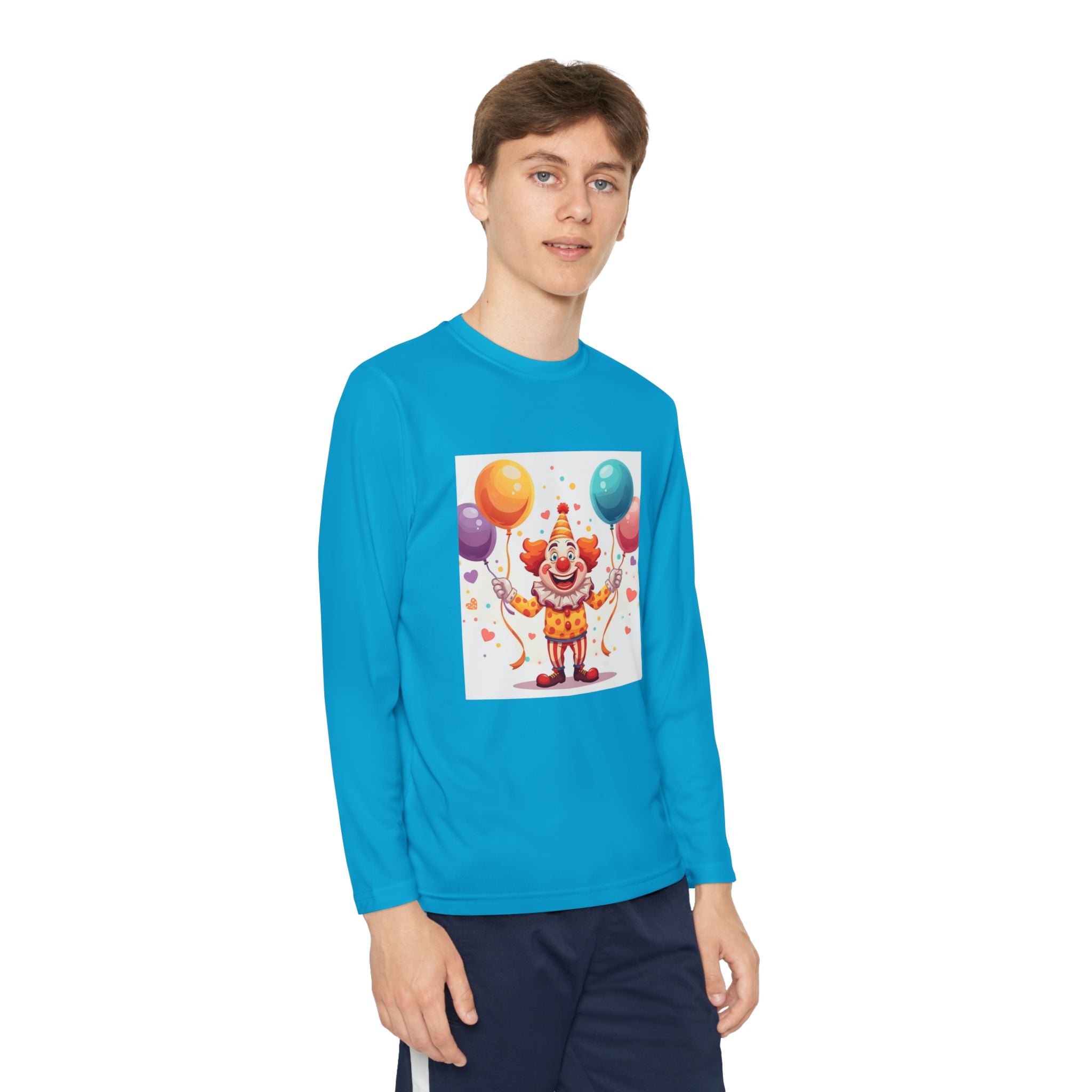 Birthday Clown With Balloons Youth Long Sleeve Competitor Tee