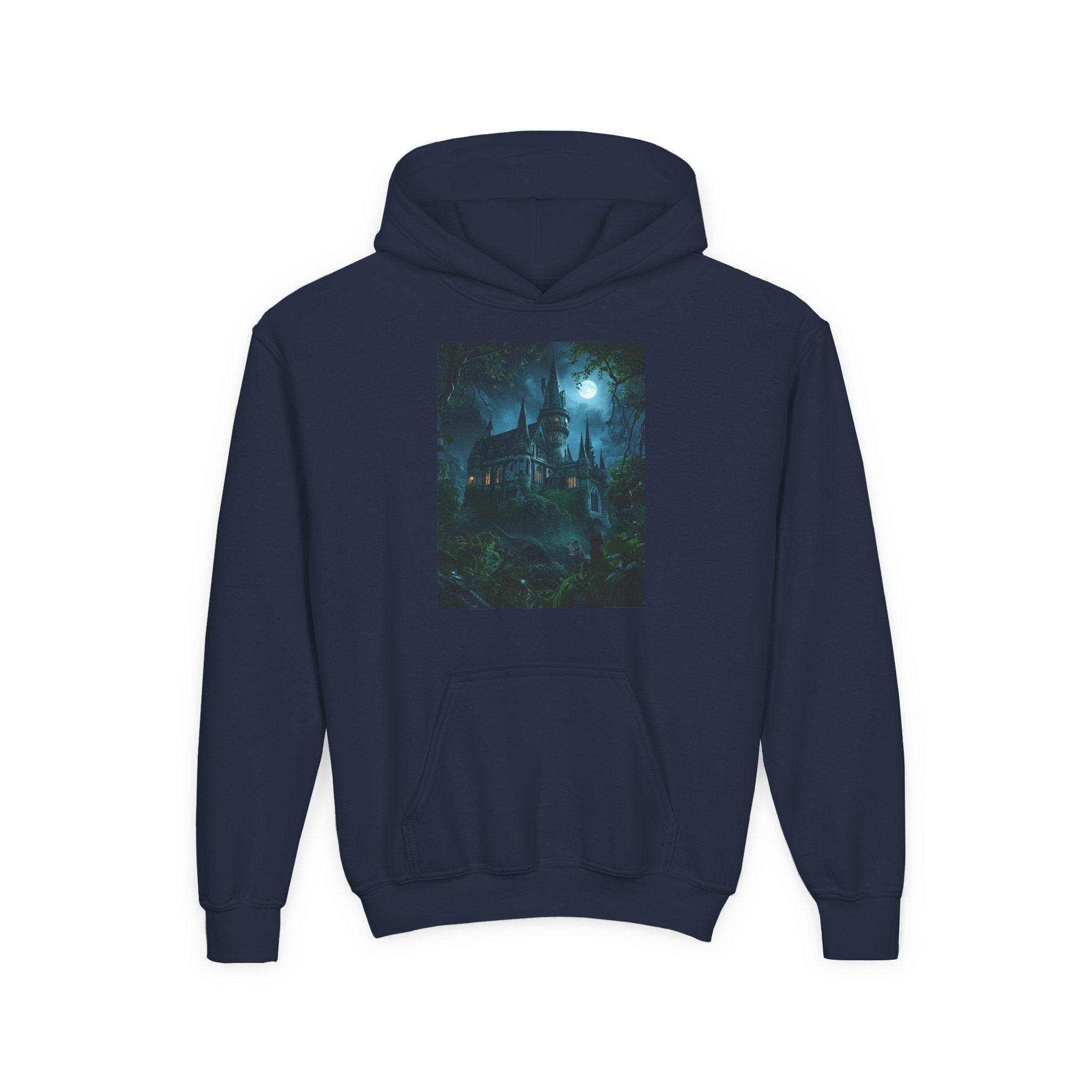 Mystical Night Scene Youth Hoodie | Perfect for Halloween, Cozy Days, Gifts for Kids, Adventure Apparel