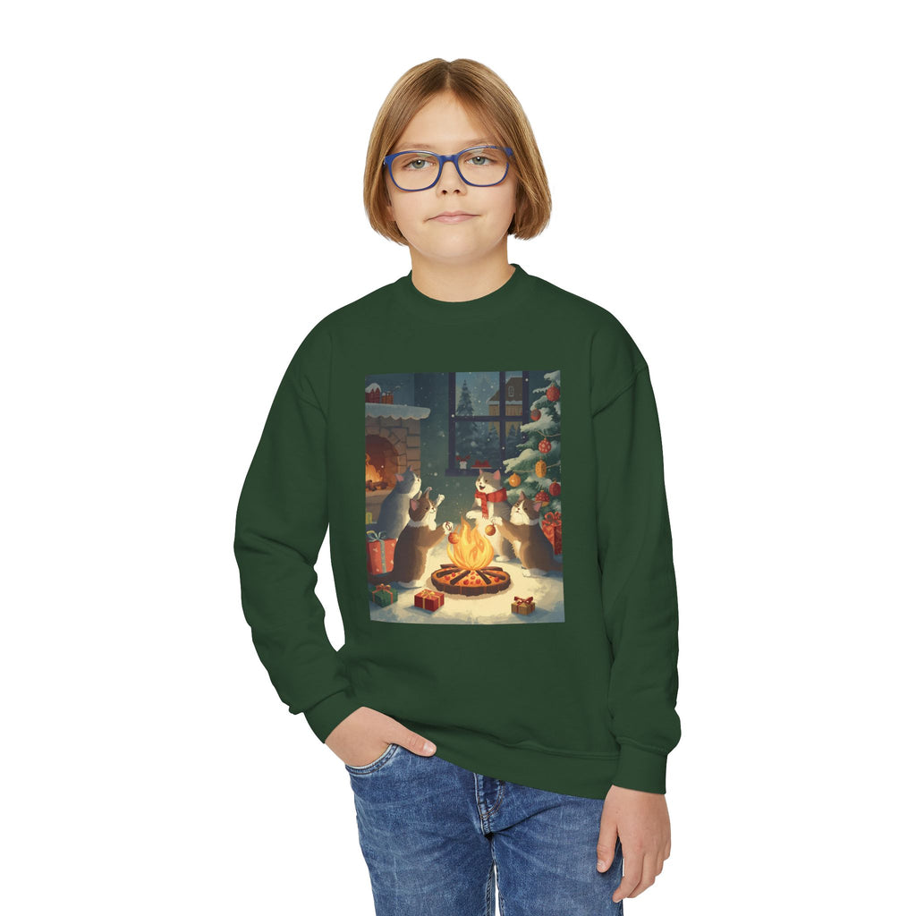 Cute Cats Christmas Youth Crewneck Sweatshirt