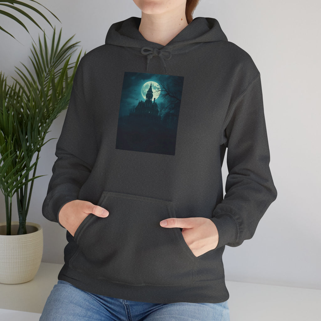 Haunted Moonlight Mystical Nightscape Hooded Sweatshirt - Cozy Casual, Unisex Fashion, Gift Idea, Halloween Apparel, Unique Statement Piece