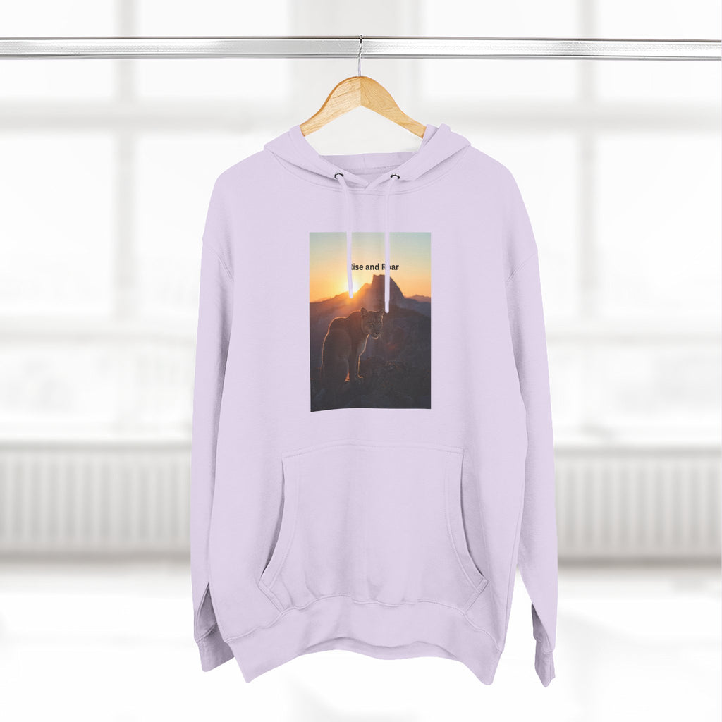 Rise And Roar Sunset Adventure Fleece Hoodie, Cozy Outdoor Hoodie, Travel Apparel, Nature Lover Gift, Comfortable Sweatshirt, Perfect for Bonfires