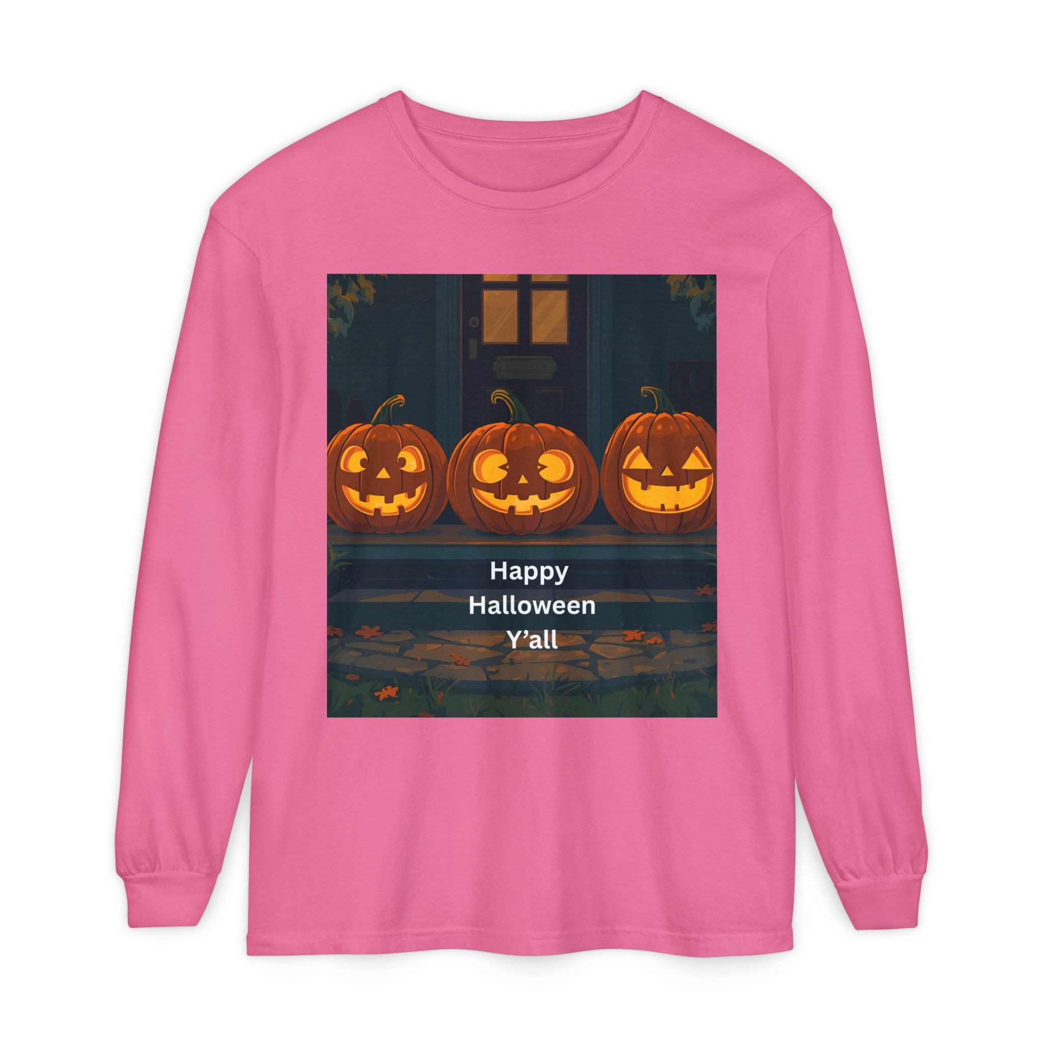 Halloween Pumpkin Long Sleeve T-Shirt, Fall Apparel, Comfortable Shirt, Unisex Halloween Tee, Seasonal Gift, Spooky Vibes