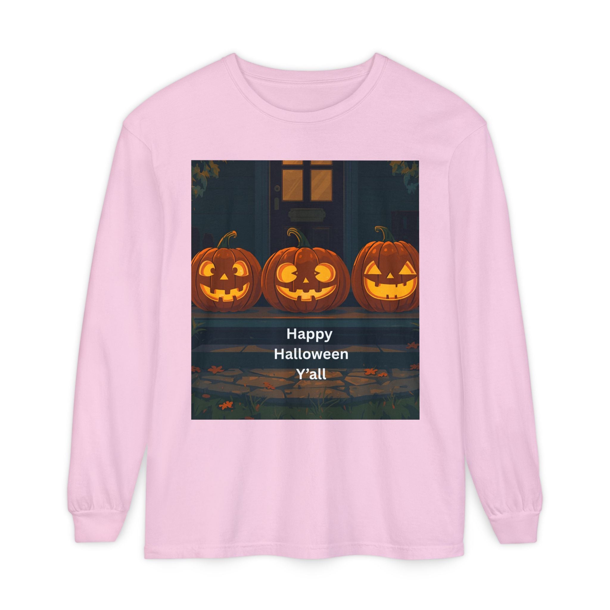 Halloween Pumpkin Long Sleeve T-Shirt, Fall Apparel, Comfortable Shirt, Unisex Halloween Tee, Seasonal Gift, Spooky Vibes