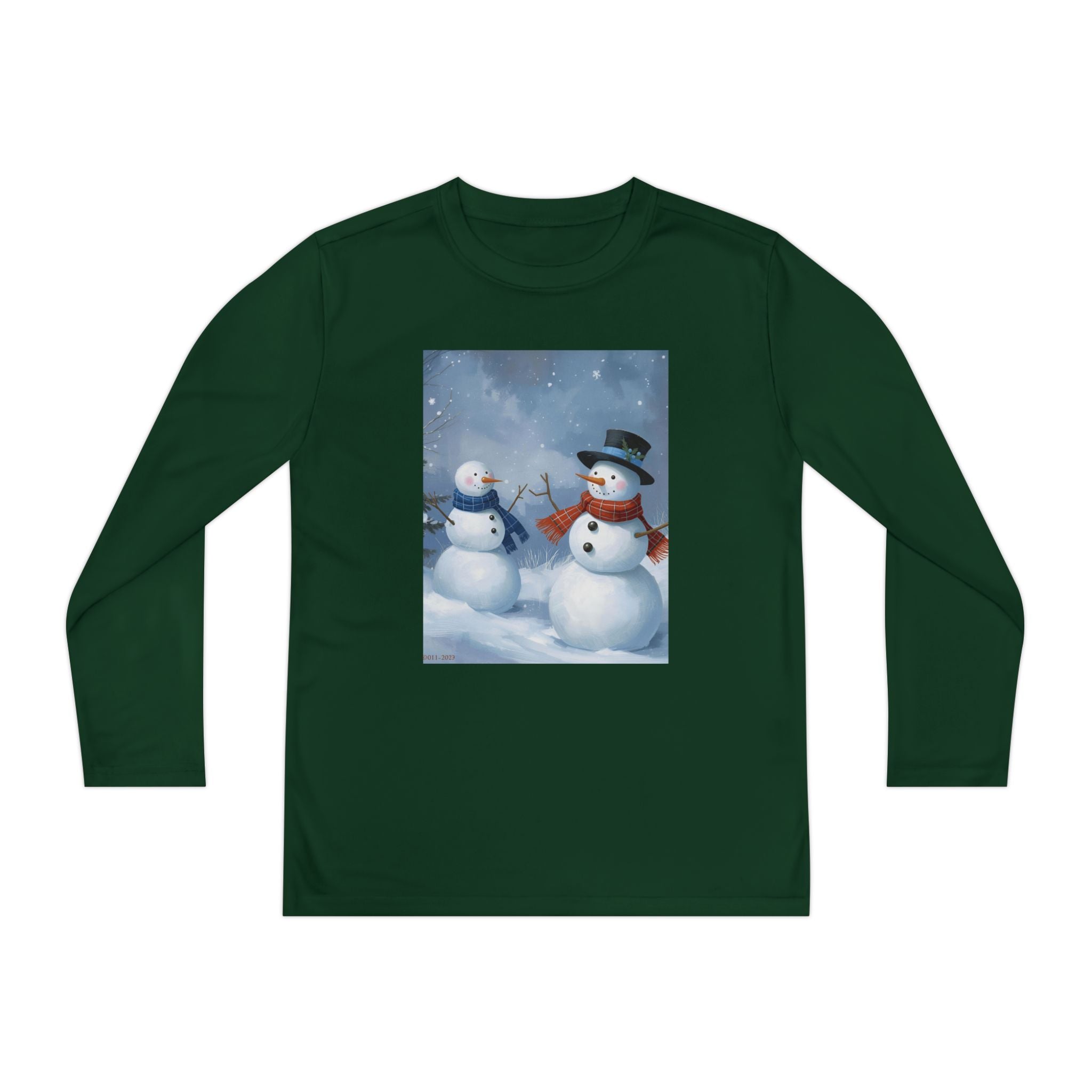 Christmas Snowman Family Youth Long Sleeve Competitor Tee
