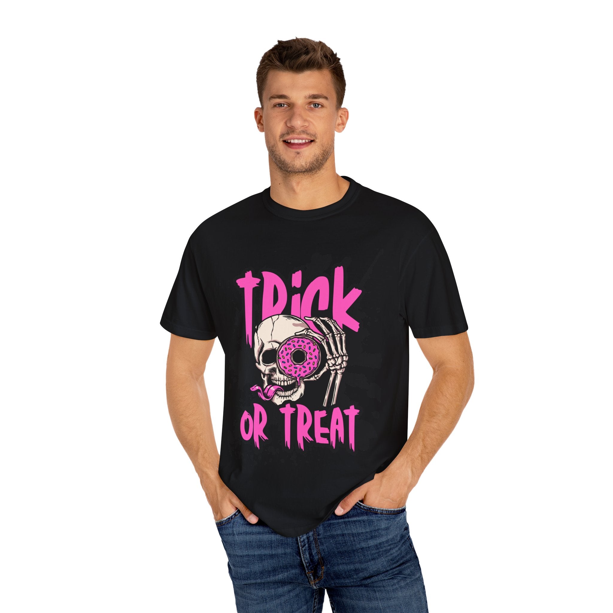 Halloween Skull T-Shirt, Trick or Treat Shirt, Unisex Graphic Tee, Spooky Vibes, Fall Fashion, Festival Wear, Casual Outfit