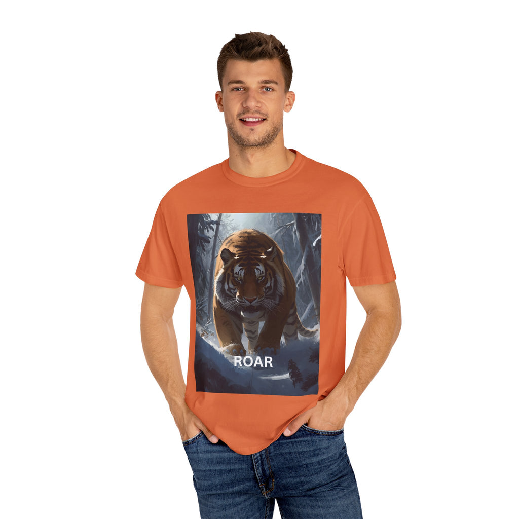 Tiger Roar Snow Unisex T-Shirt, Animal Lover Gift, Wildlife Tee, Casual Wear, Adventure Shirt, Nature Inspired Apparel