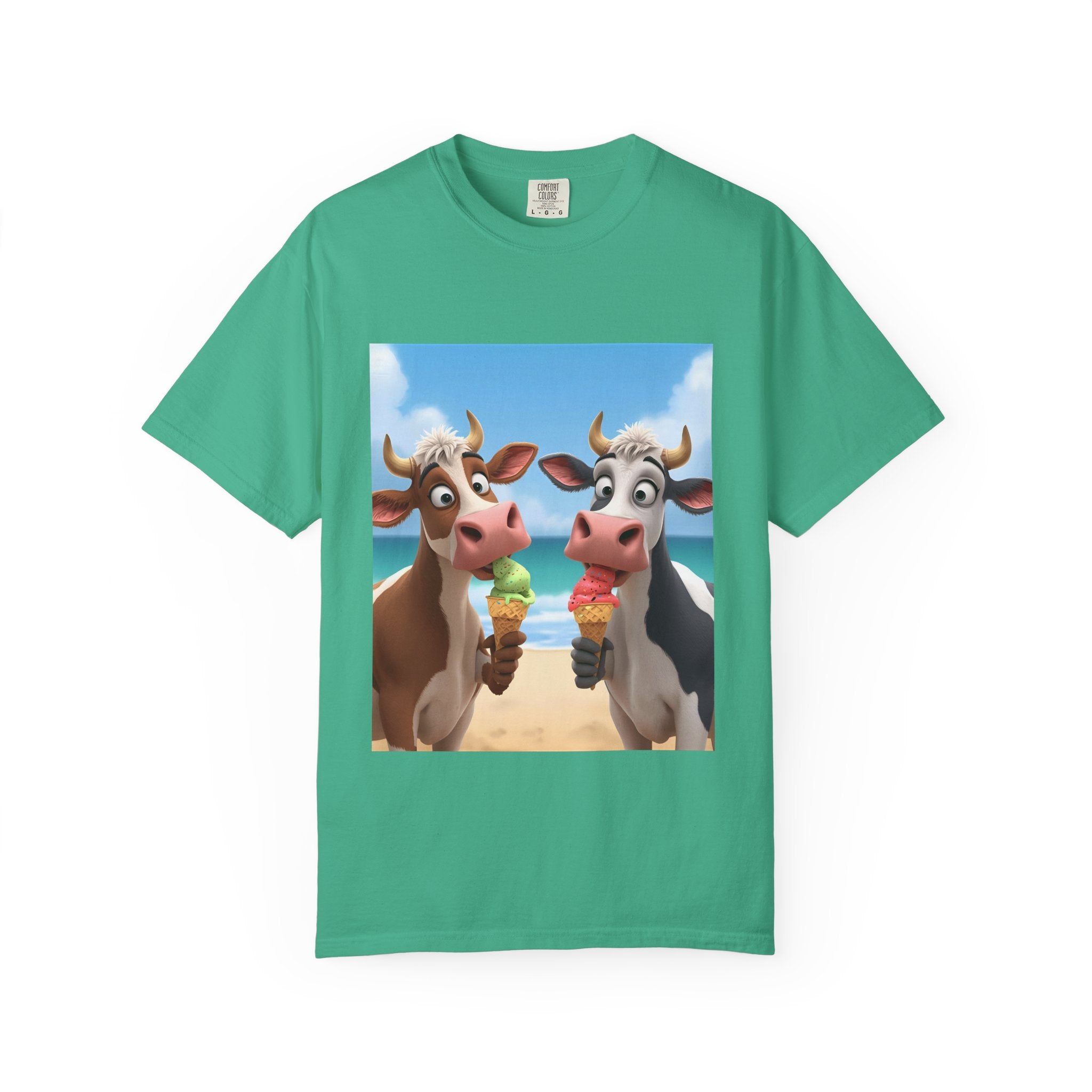 Cute Cow Ice Cream T-Shirt, Fun Summer Tee, Animal Lover Gift, Unisex Casual Top, Beach Vibes Apparel, Cute Gift for Friends