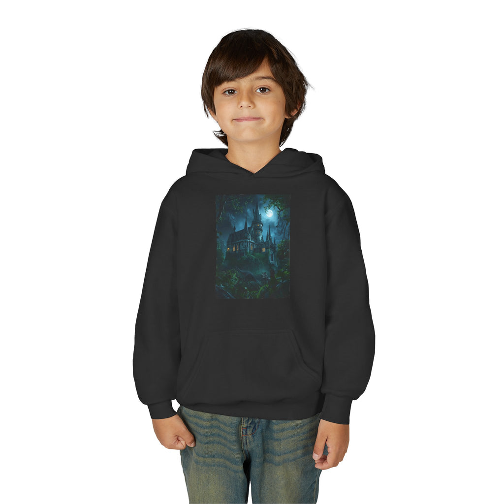 Mystical Night Scene Youth Hoodie | Perfect for Halloween, Cozy Days, Gifts for Kids, Adventure Apparel