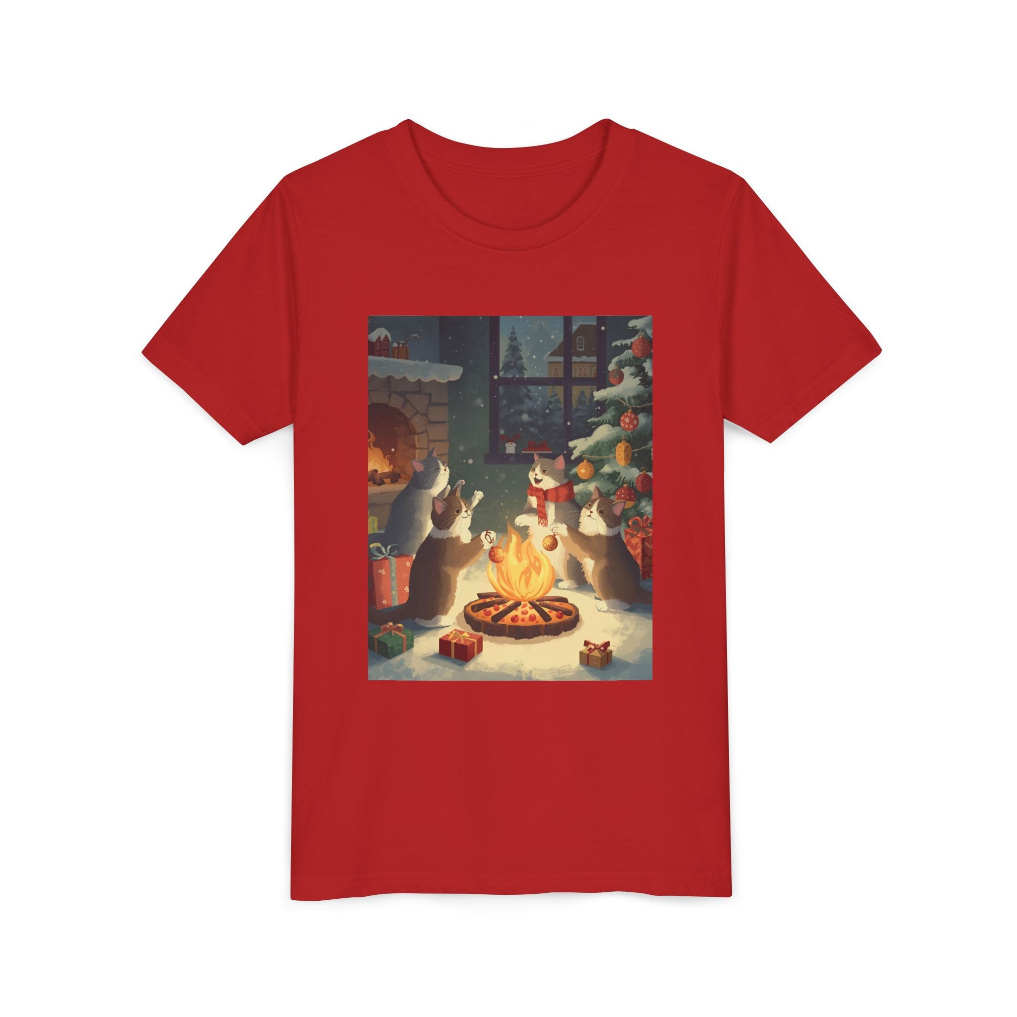 Cozy Christmas Youth Tee, Festive Graphic Short Sleeve Shirt, Holiday Charm for Kids, Cute Gift for Thanksgiving, Winter Gatherings