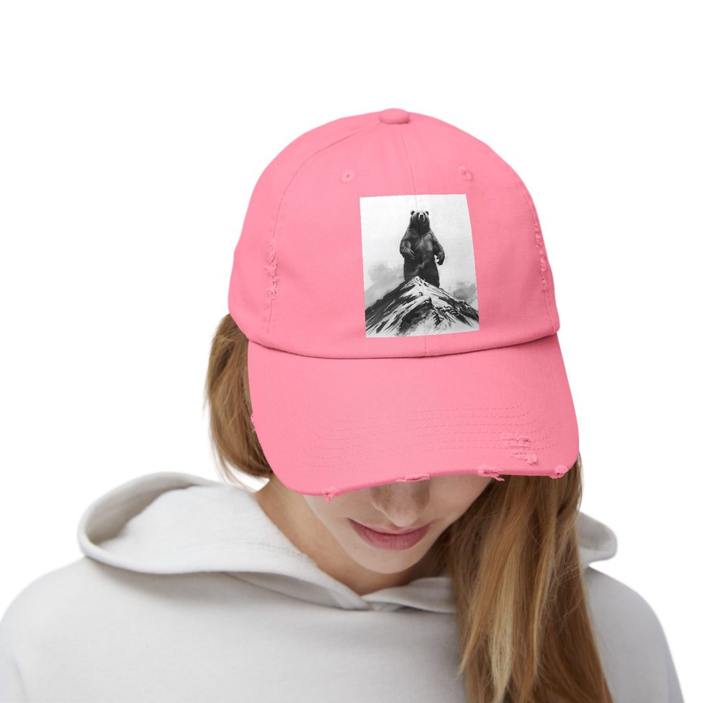 Bear Mountain Snow Unisex Distressed Cap