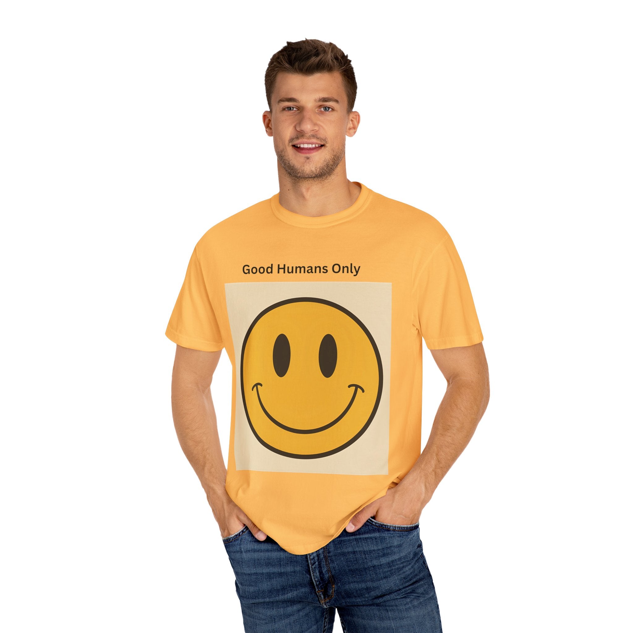 Smiley Face Good Humans Only T-Shirt, Unisex Smiley Tee, Cute Graphic Shirt, Casual Wear, Gift for Friends, Positive Vibes Clothing