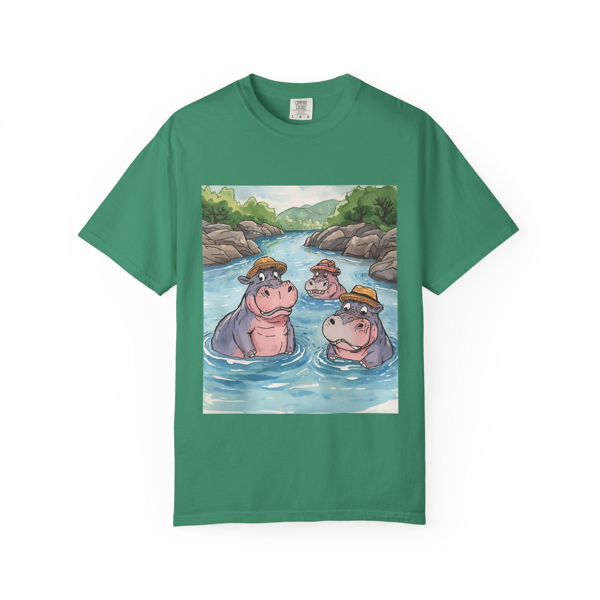 Hippo Adventure Unisex T-Shirt, Cute Animal Tee, Gift for Nature Lovers, Casual Wear, Birthday and Summer Vibe