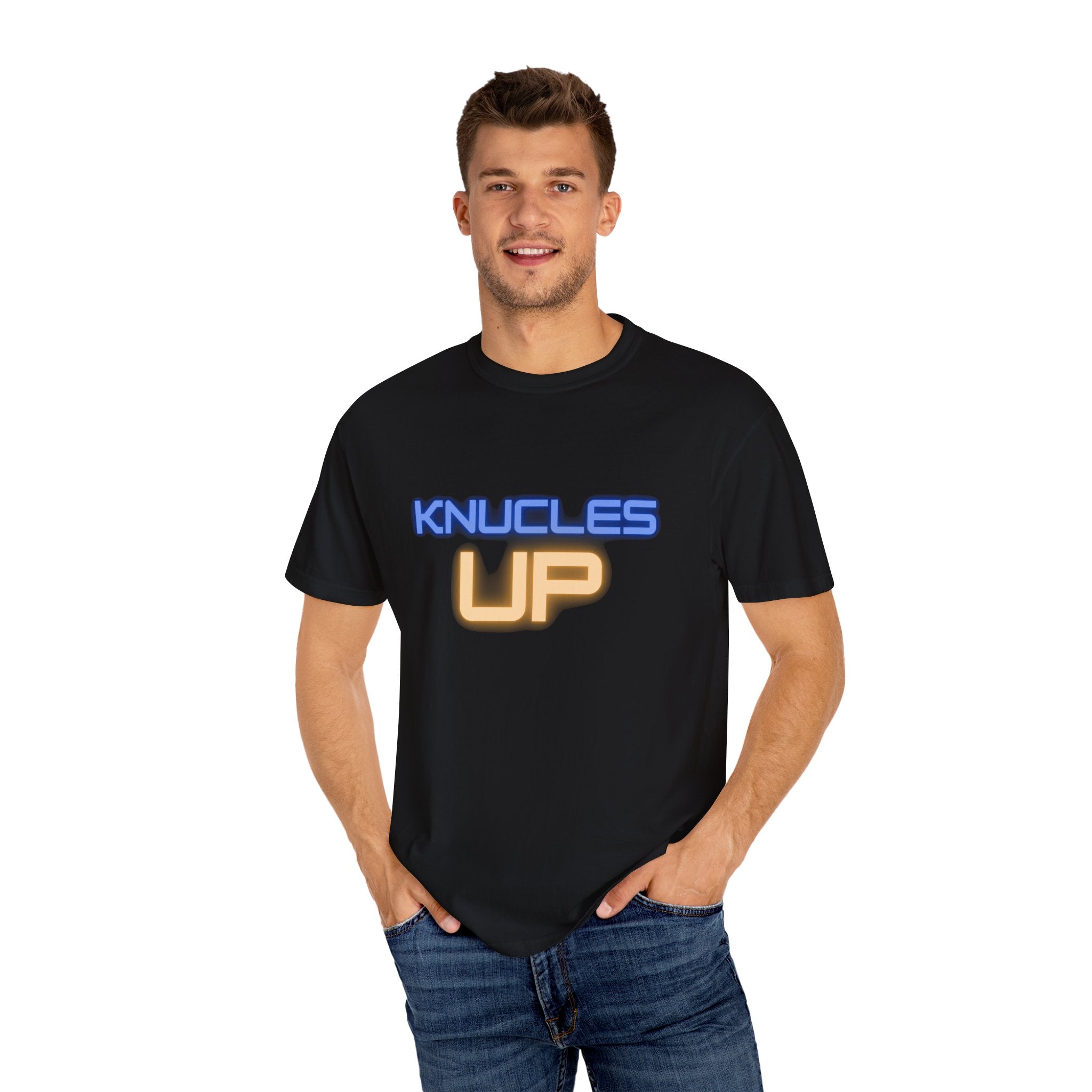 Knuckles Up Unisex Garment-Dyed T-Shirt, Casual Wear, Street Style, Graphic Tee