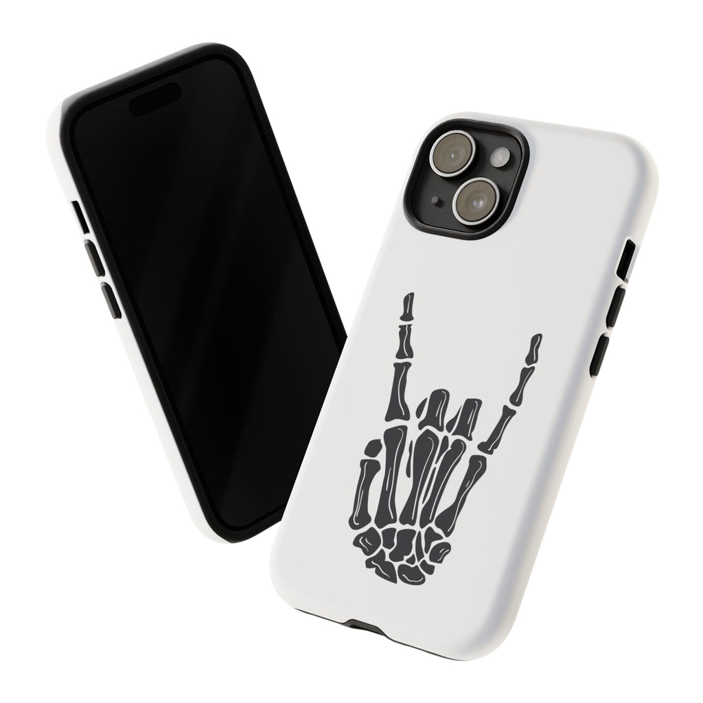 Rock On Skeleton Phone Case, Edgy Phone Cover, Tough Cases for Music Lovers, Halloween Accessories, Gifts for Him