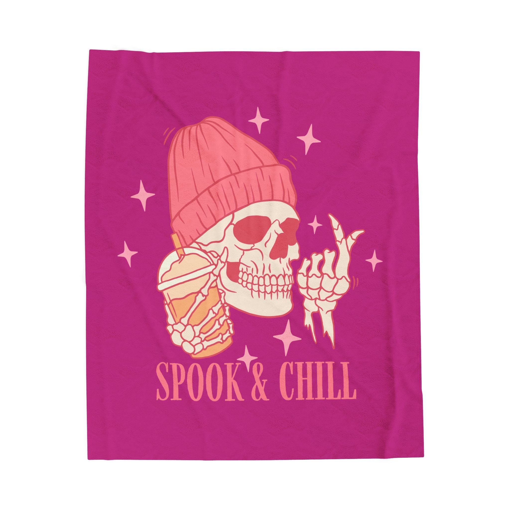 Spooky Chill Plush Blanket - Cozy Halloween Decor, Skull Design, Perfect for Fall, Halloween Nights, Gift for Spooky Lovers