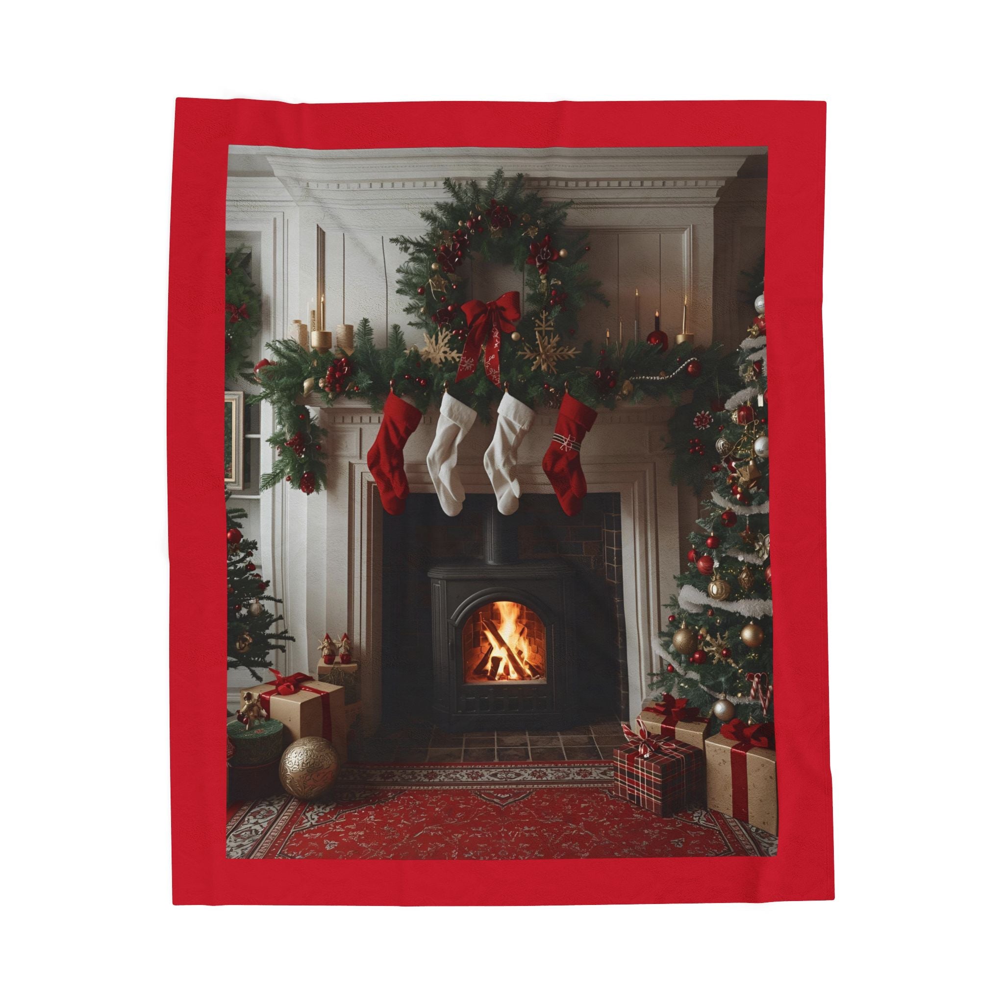 Cozy Velveteen Plush Blanket | Holiday Decor Couch Throw, Christmas Gift, Soft Luxury Blanket, Warm Home Accent, Seasonal Snuggle