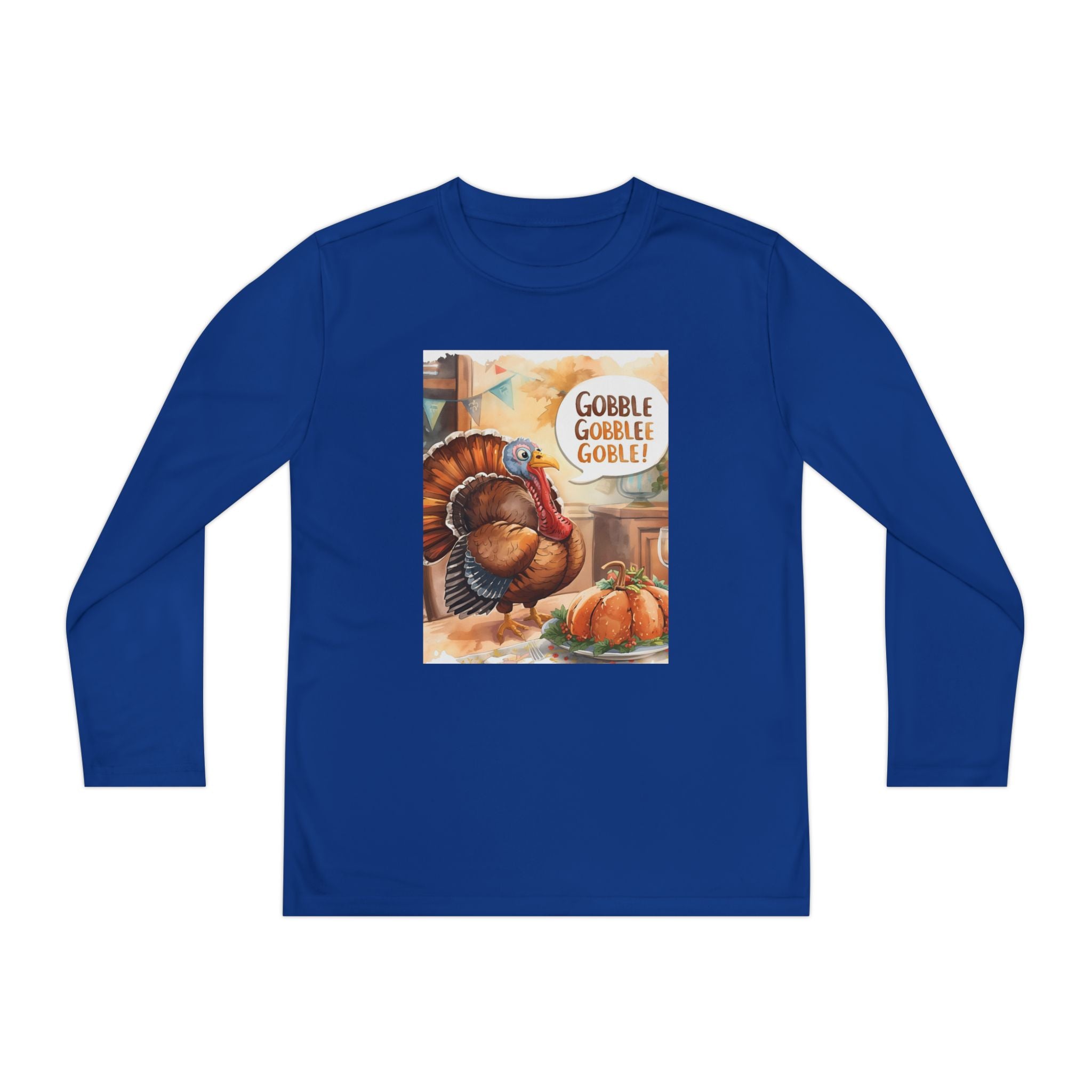 Thanksgiving Turkey Youth Long Sleeve Competitor Tee