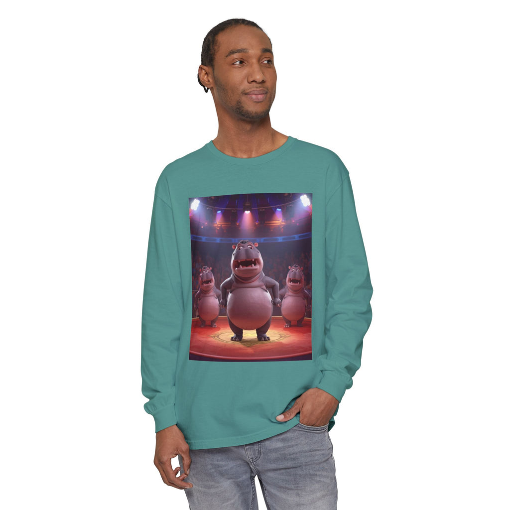 Hippo Funny Unisex Garment-dyed Long Sleeve T-Shirt