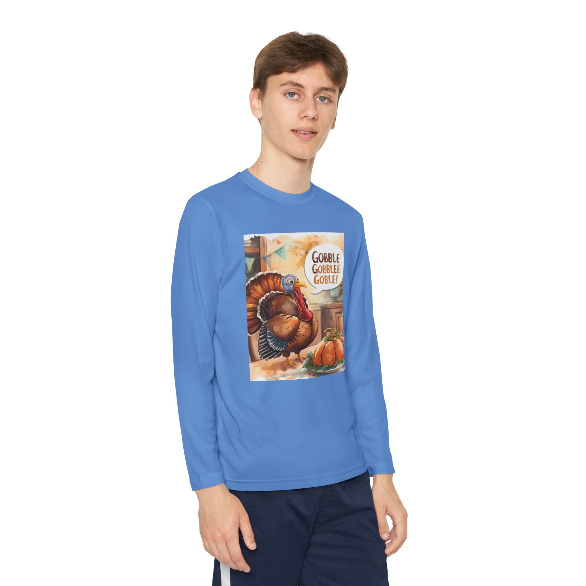 Thanksgiving Turkey Youth Long Sleeve Competitor Tee
