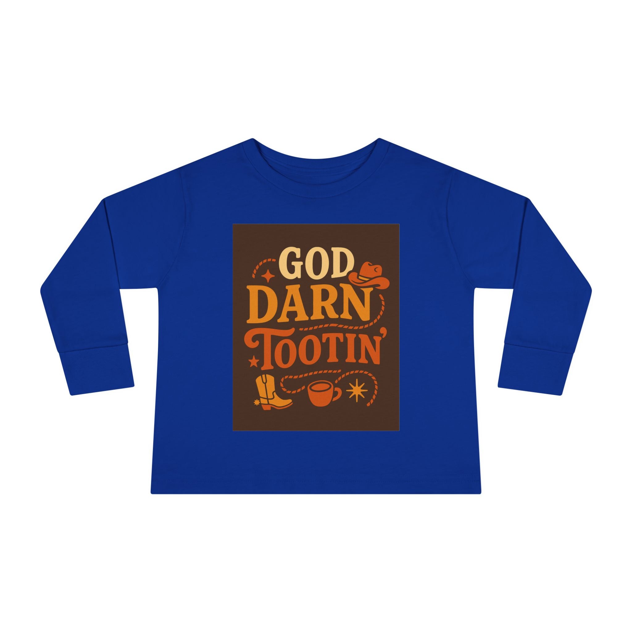 God Darn Tootin Toddler Long Sleeve Tee with Fun Western Print - Perfect for Kids, Gifts, Birthdays, Family Outings, or Playdates