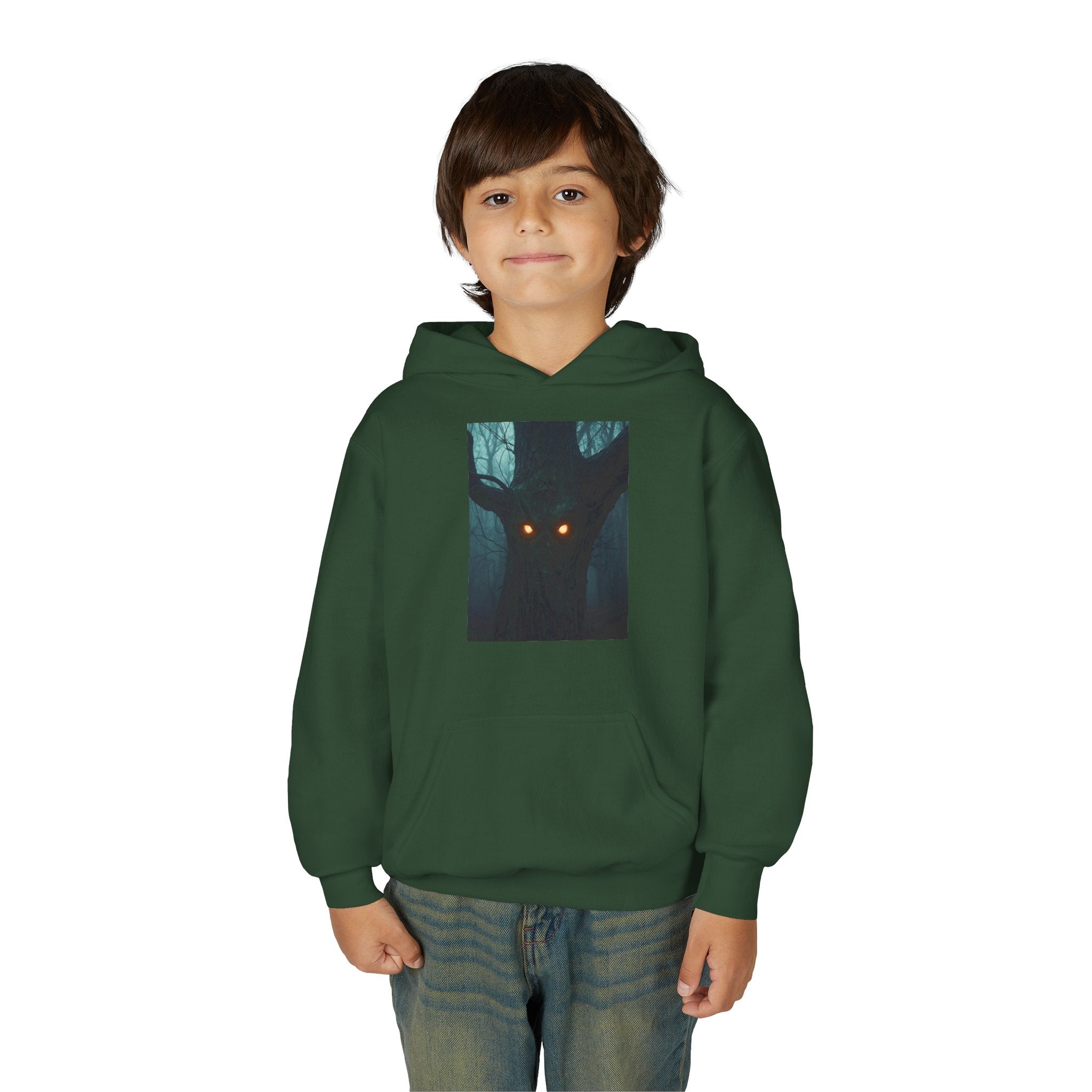 Spooky Forest Hoodie for Teens, Youth Sweatshirt for Halloween, Cozy Fall Layer, Gift for Nature Lovers, Scary Movie Night