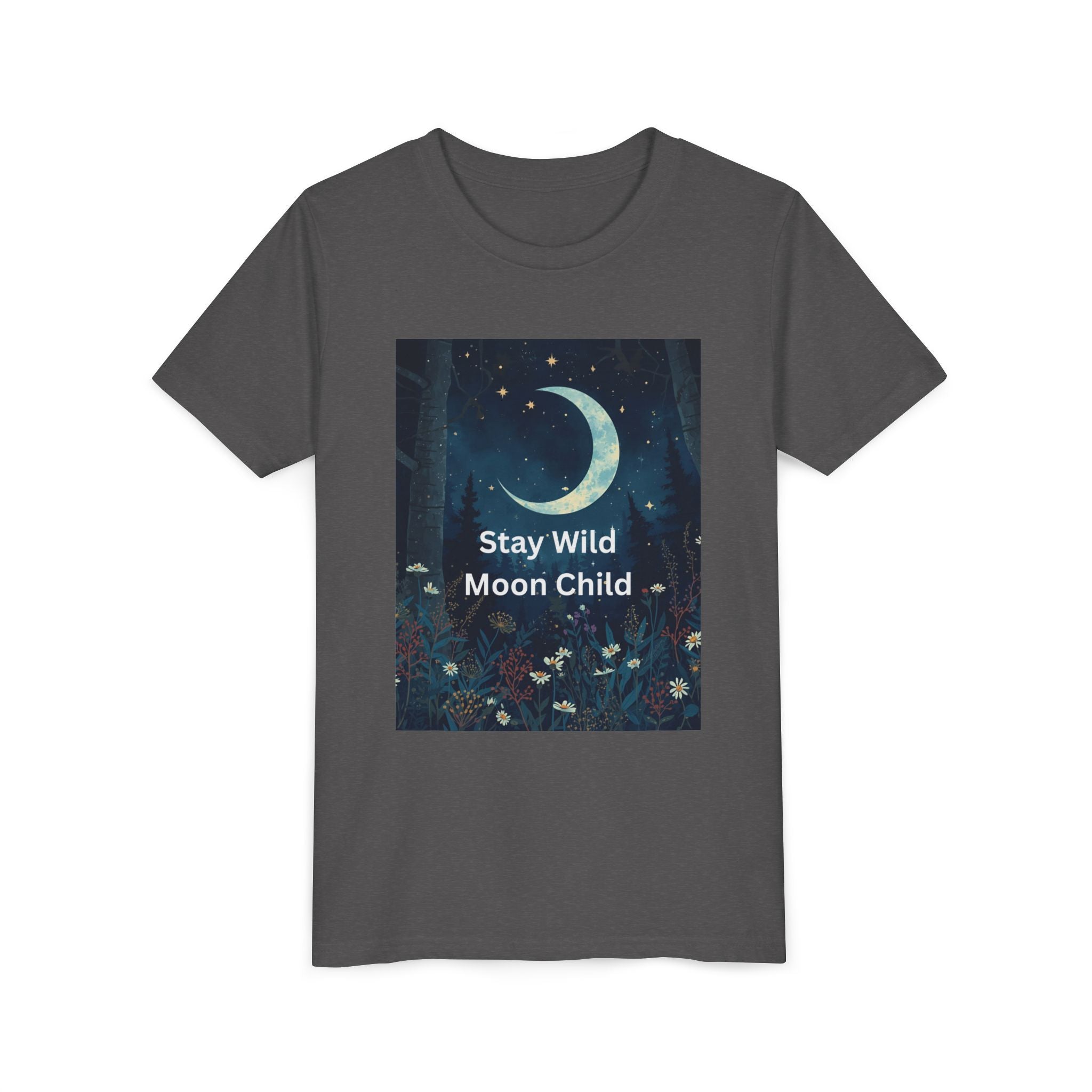 Stay Wild Moon Child Youth Tee - Adventure Tee, Nature Inspired Shirt, Cute Kids Clothing, Gift for Young Explorers, Eco-Friendly Tee