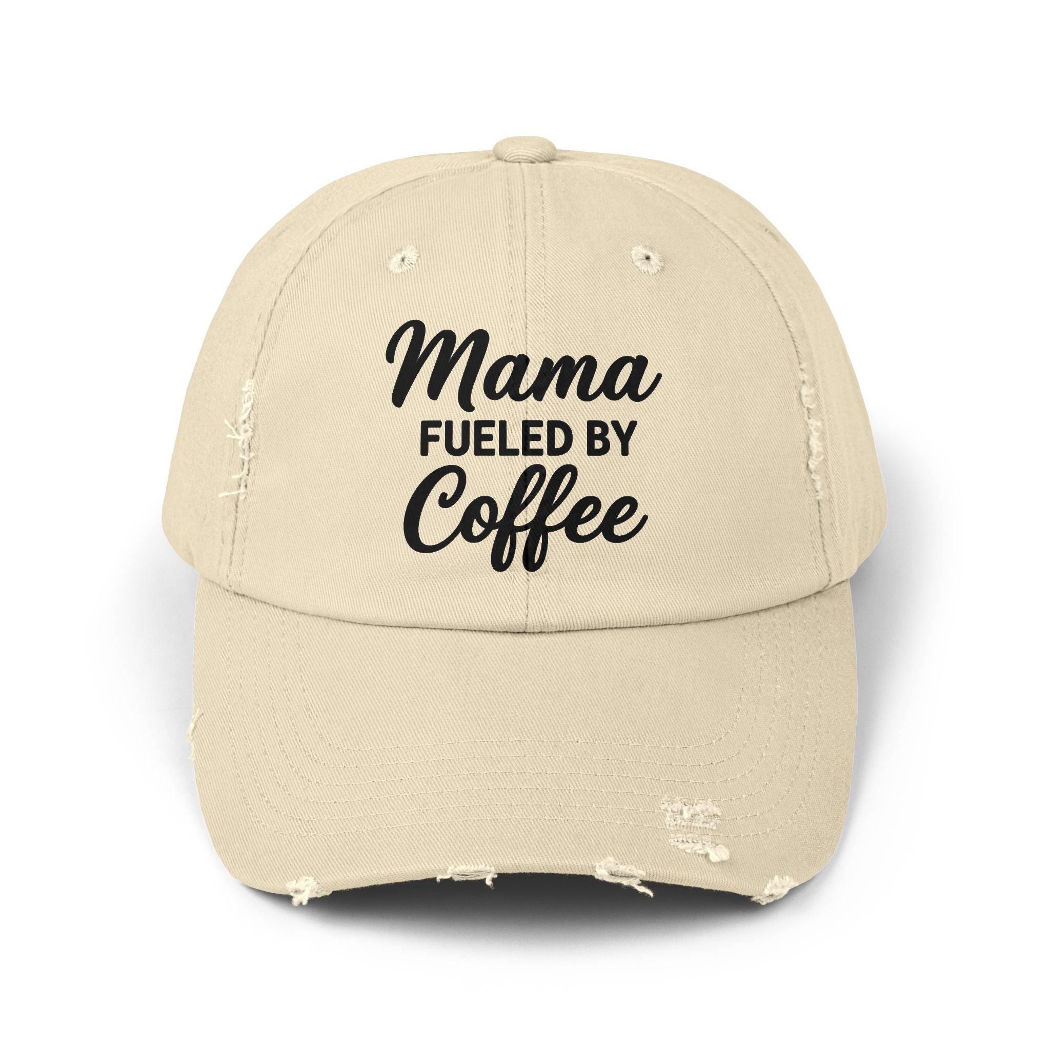 Mama Mode Mama Fueled By Coffee Distressed Cap — Funny Mom Coffee Hat