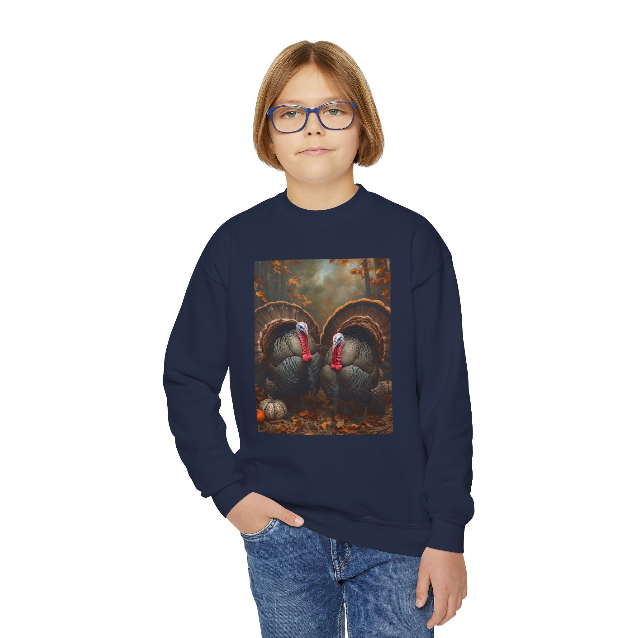 Thanksgiving Thankful Turkeys Youth Crewneck Sweatshirt, Cozy Fall Apparel, Thanksgiving Gift, Kids Sweatshirt, Autumn Fashion