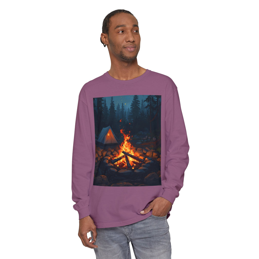 Camping Vibes Long Sleeve T-Shirt | Outdoor Adventure Shirt, Cozy Gift for Campers, Bonfire, Nature Lovers, Unisex Tee