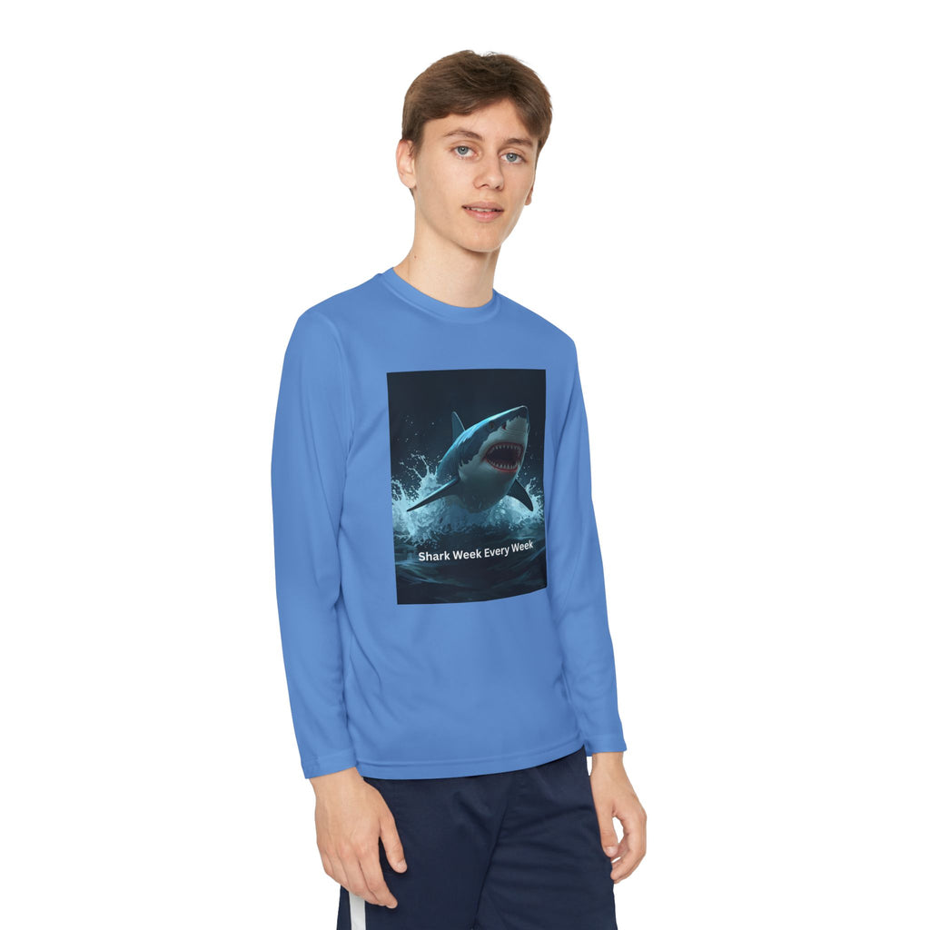 Shark Week Youth Long Sleeve Tee - Funny Ocean Shirt, Kids Gift, Summer Wear, Cool Tee, Swim Shirt, Beach Apparel