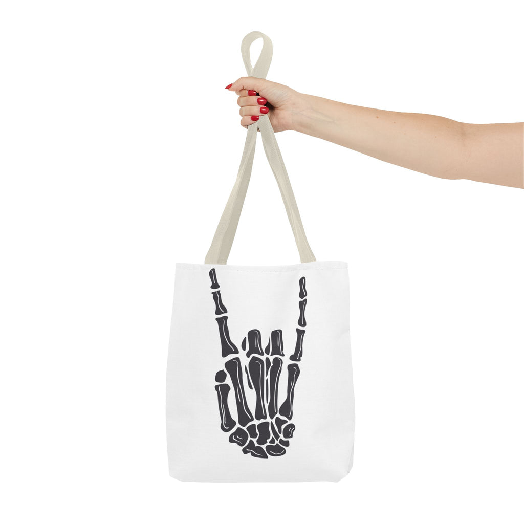Rock On Skeleton Tote Bag, Goth Tote, Halloween Accessory, Cute Gift for Teens, Festival Bag, Band Merchandise