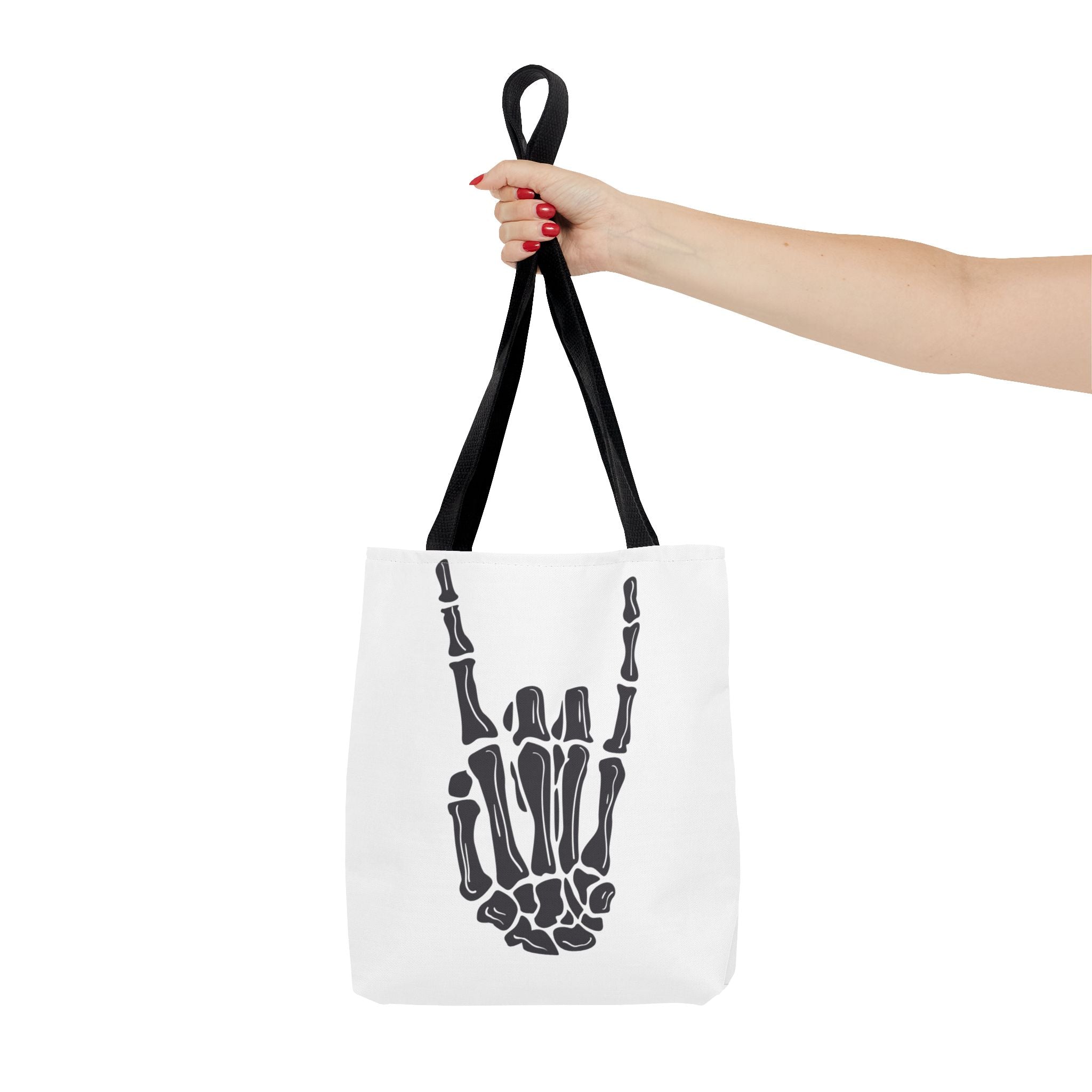 Rock On Skeleton Tote Bag, Goth Tote, Halloween Accessory, Cute Gift for Teens, Festival Bag, Band Merchandise