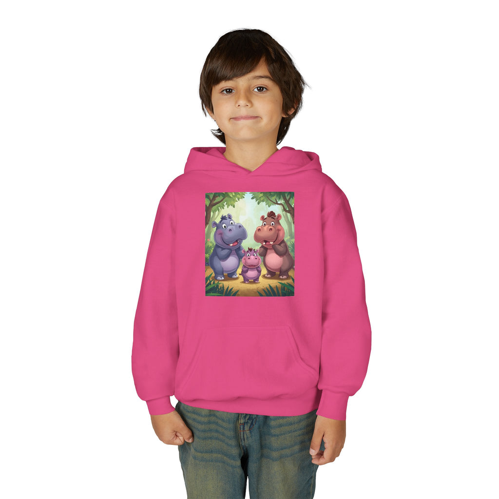 Hippo Cute Youth Heavy Blend Hooded Sweatshirt