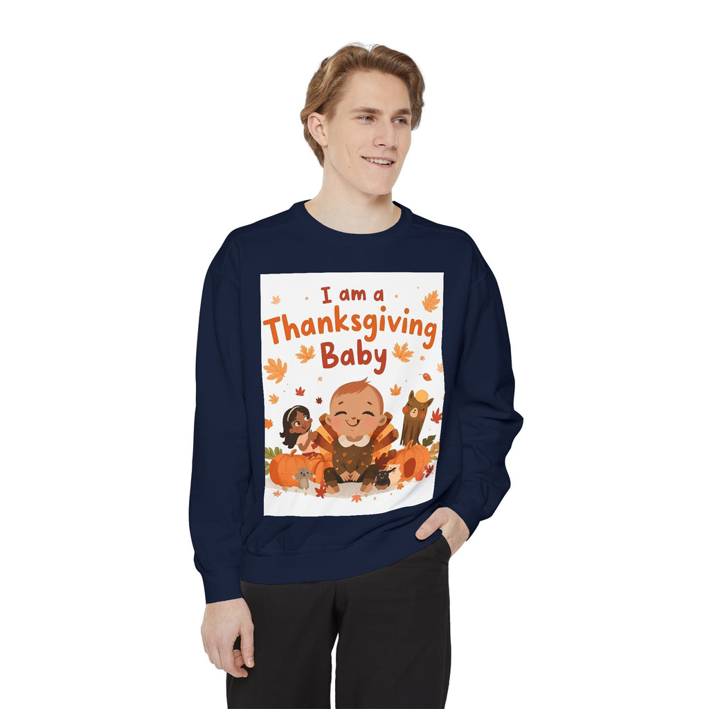 I Am A Thanksgiving Baby Unisex Garment-Dyed Sweatshirt