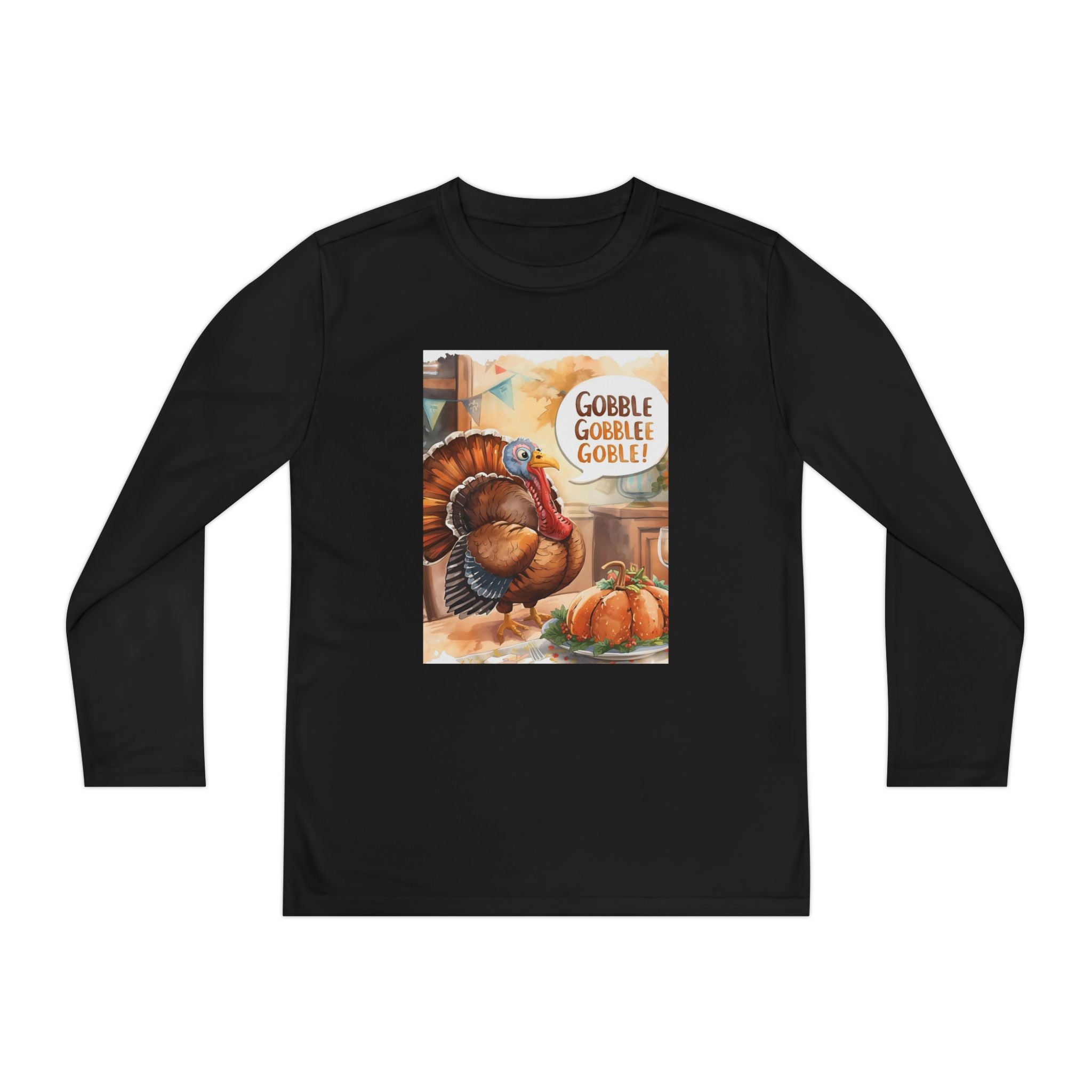 Thanksgiving Turkey Youth Long Sleeve Competitor Tee