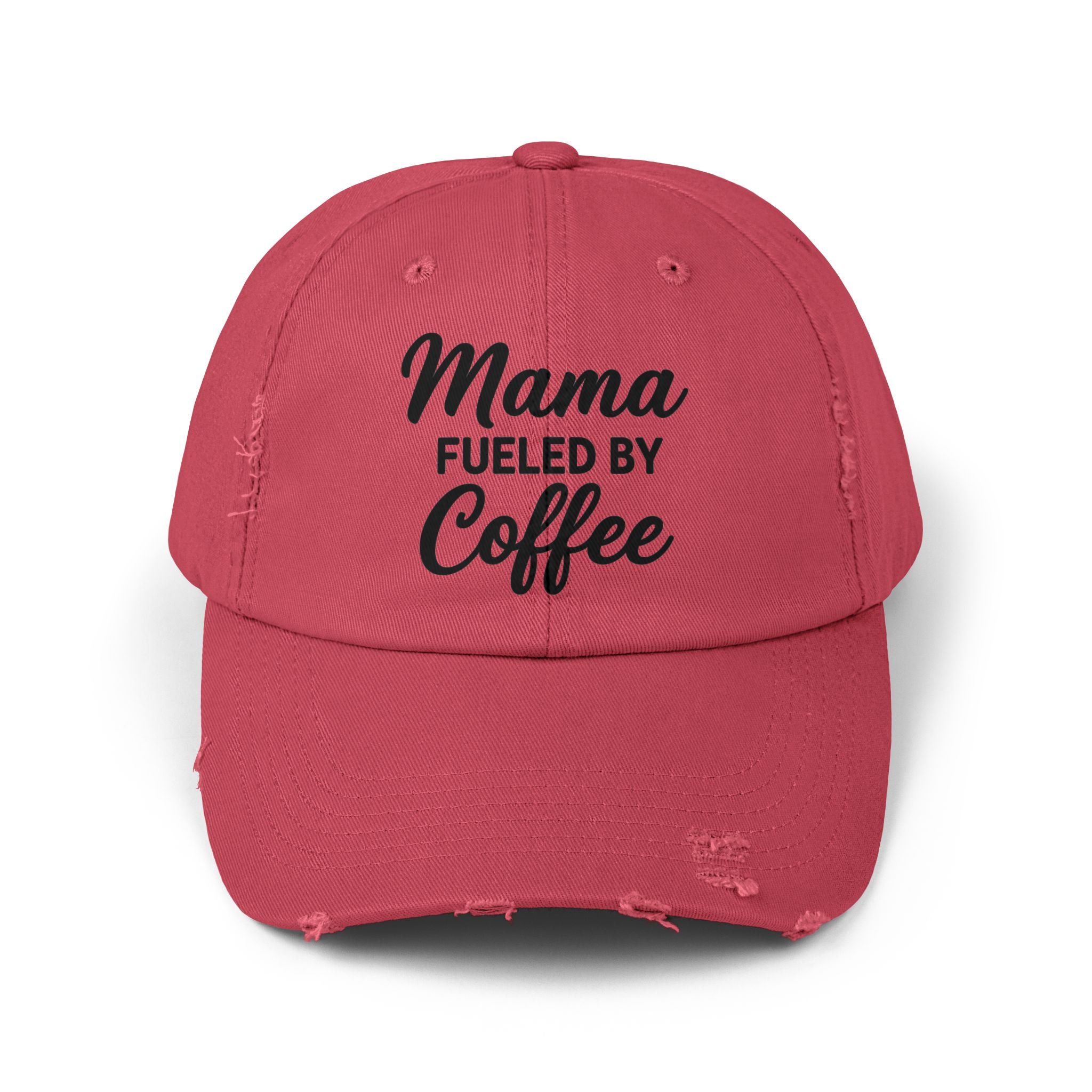 Mama Mode Mama Fueled By Coffee Distressed Cap — Funny Mom Coffee Hat