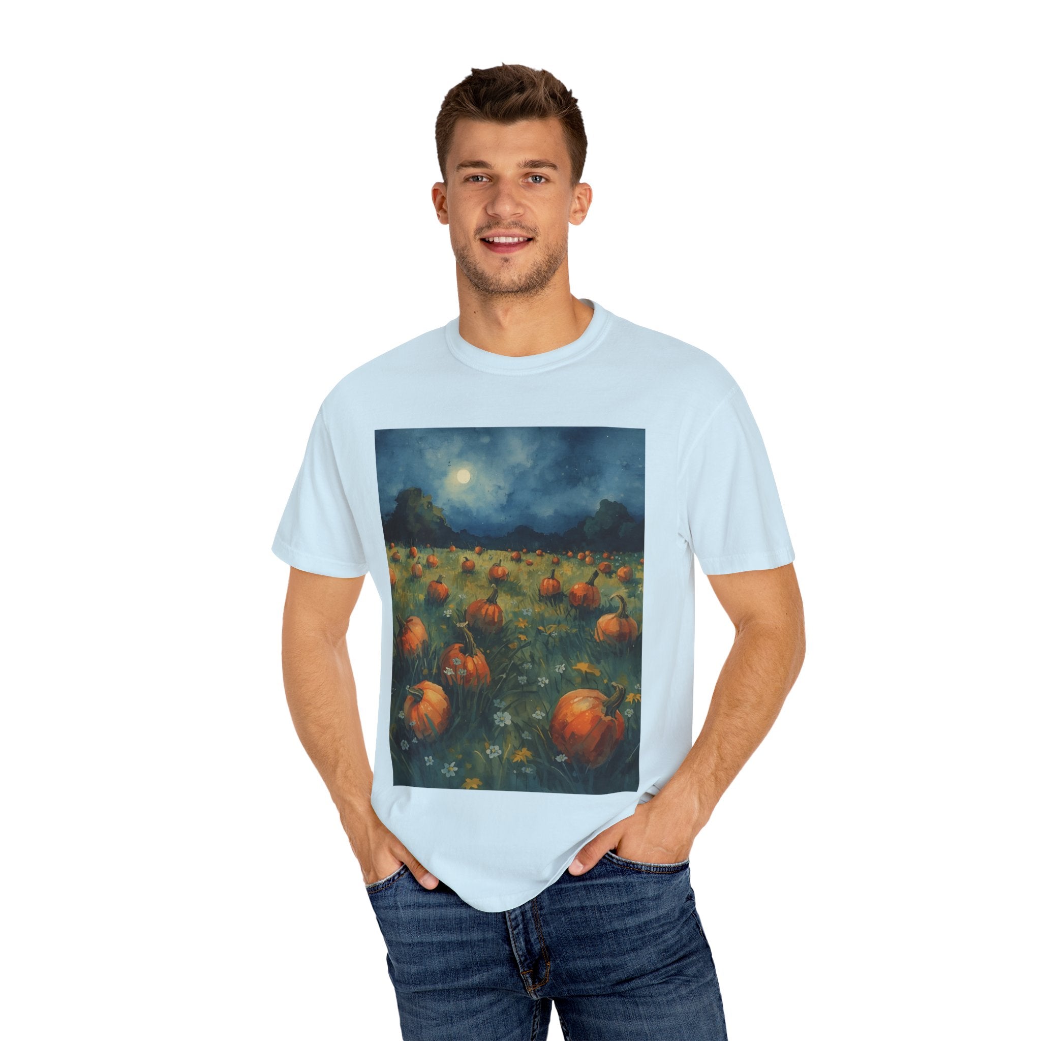 Pumpkin Patch Moonlit T-shirt | Fall Harvest Tee | Halloween Shirt | Unisex Autumn Apparel | Cozy Gift for Pumpkin Lovers