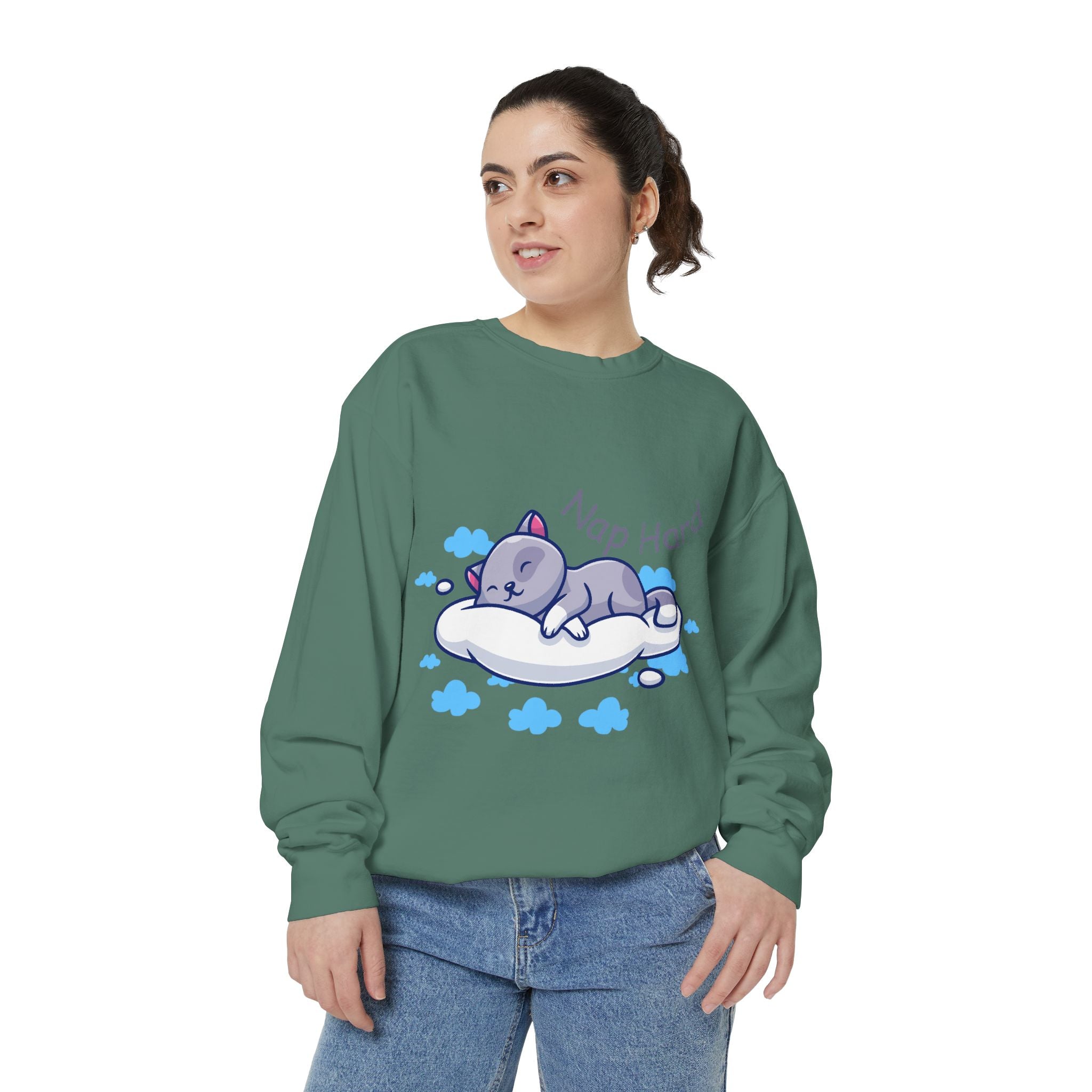 Cozy Cat Nap Hard Unisex Garment-Dyed Sweatshirt