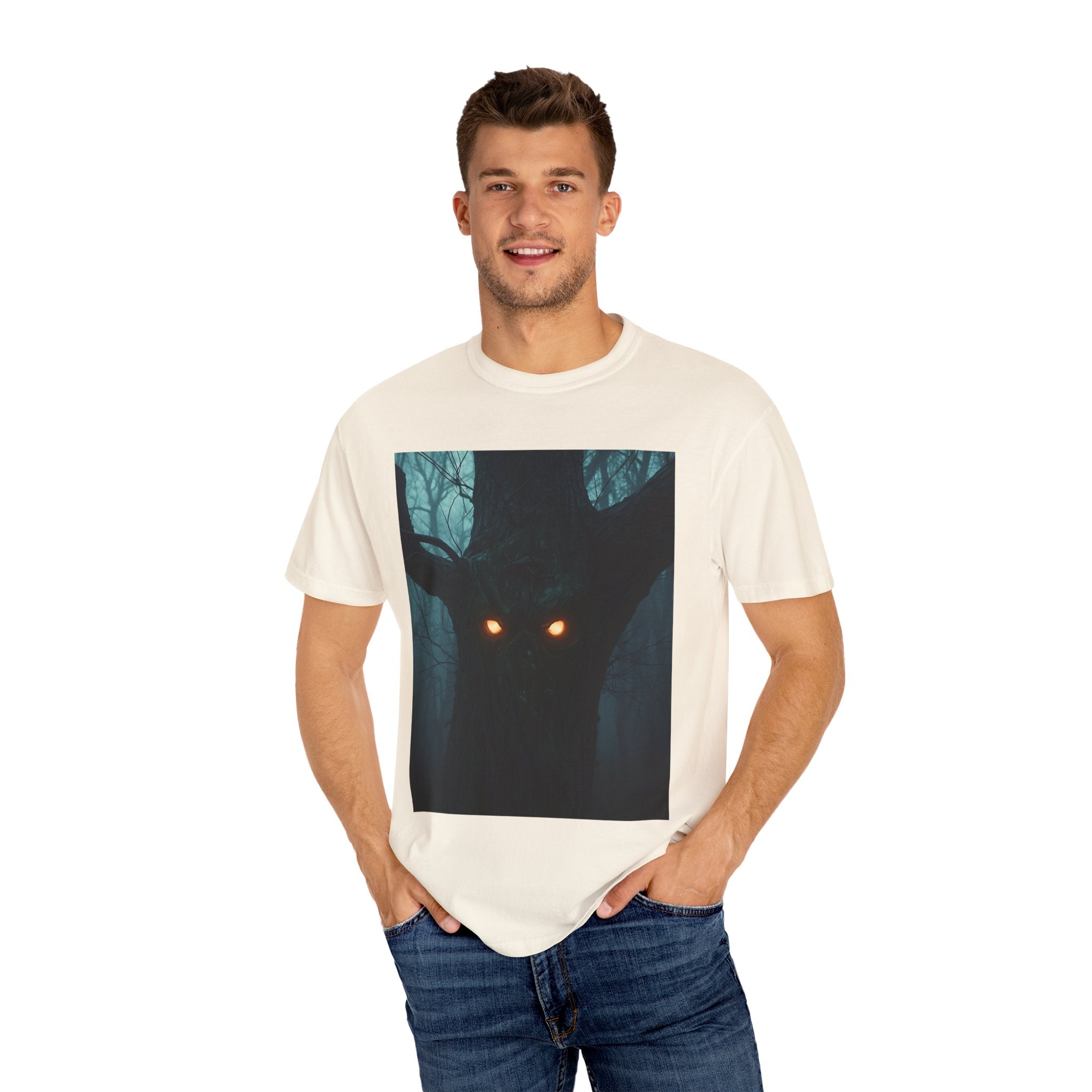 Spooky Forest Creature Unisex T-Shirt, Casual Wear, Gift for Nature Lovers, Halloween Apparel, Trendy Graphic Tee