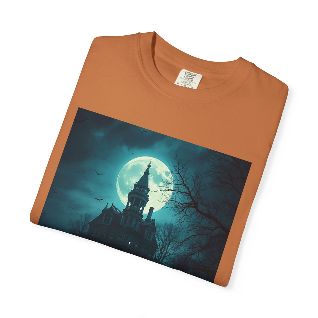 Haunted Moonlit Castle Unisex T-shirt, Gothic Tee, Halloween Apparel, Vintage Style Shirt, Alternative Fashion, Spooky Gift