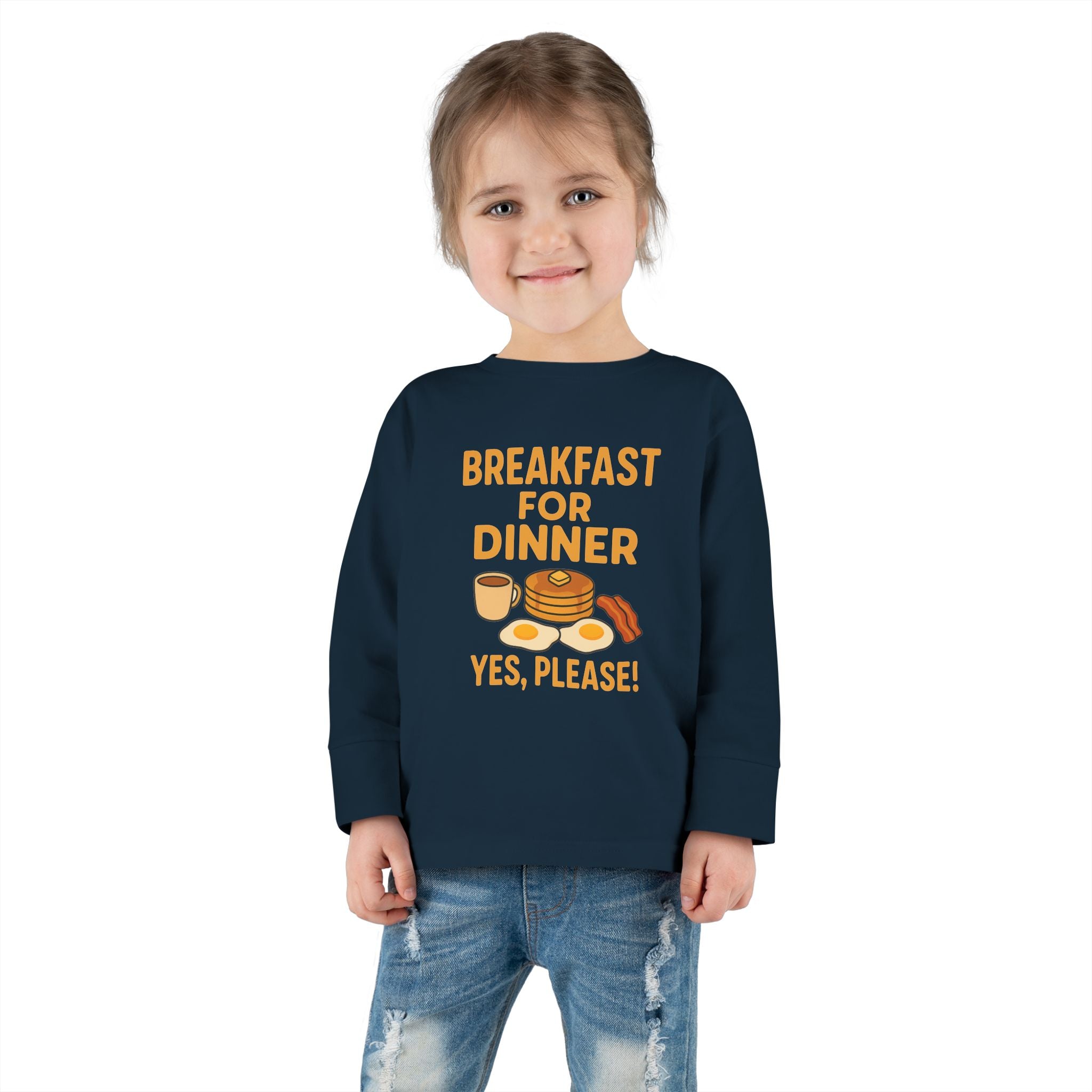 Breakfast For Dinner Toddler Long Sleeve Tee