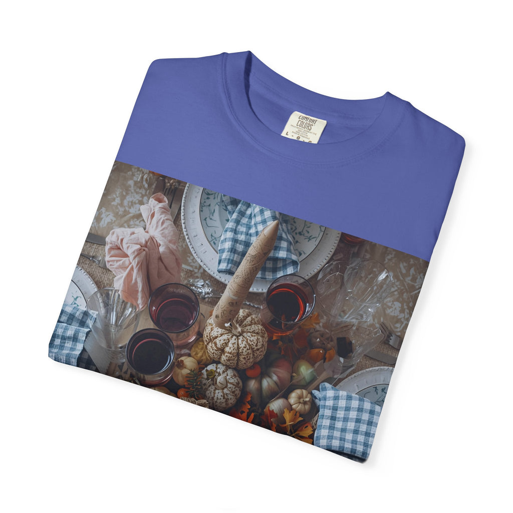 Rustic Gatherings Feast Unisex T-Shirt | Cozy Fall Apparel, Thanksgiving Casual Wear, Gift for Food Lovers, Unique Kitchen Decor, Autumn Gathering Tee