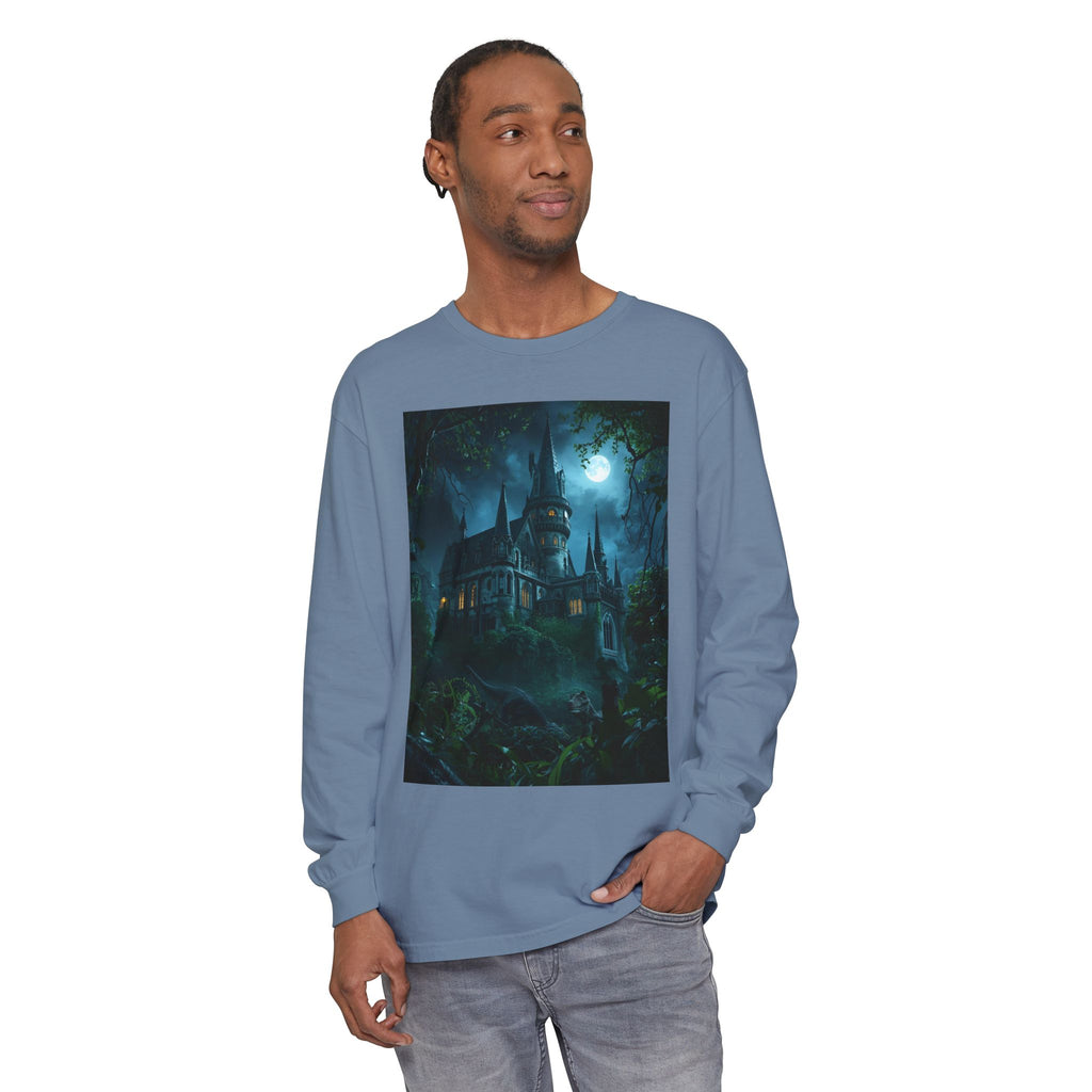 Mystical Night Scene Unisex Garment-dyed Long Sleeve T-Shirt
