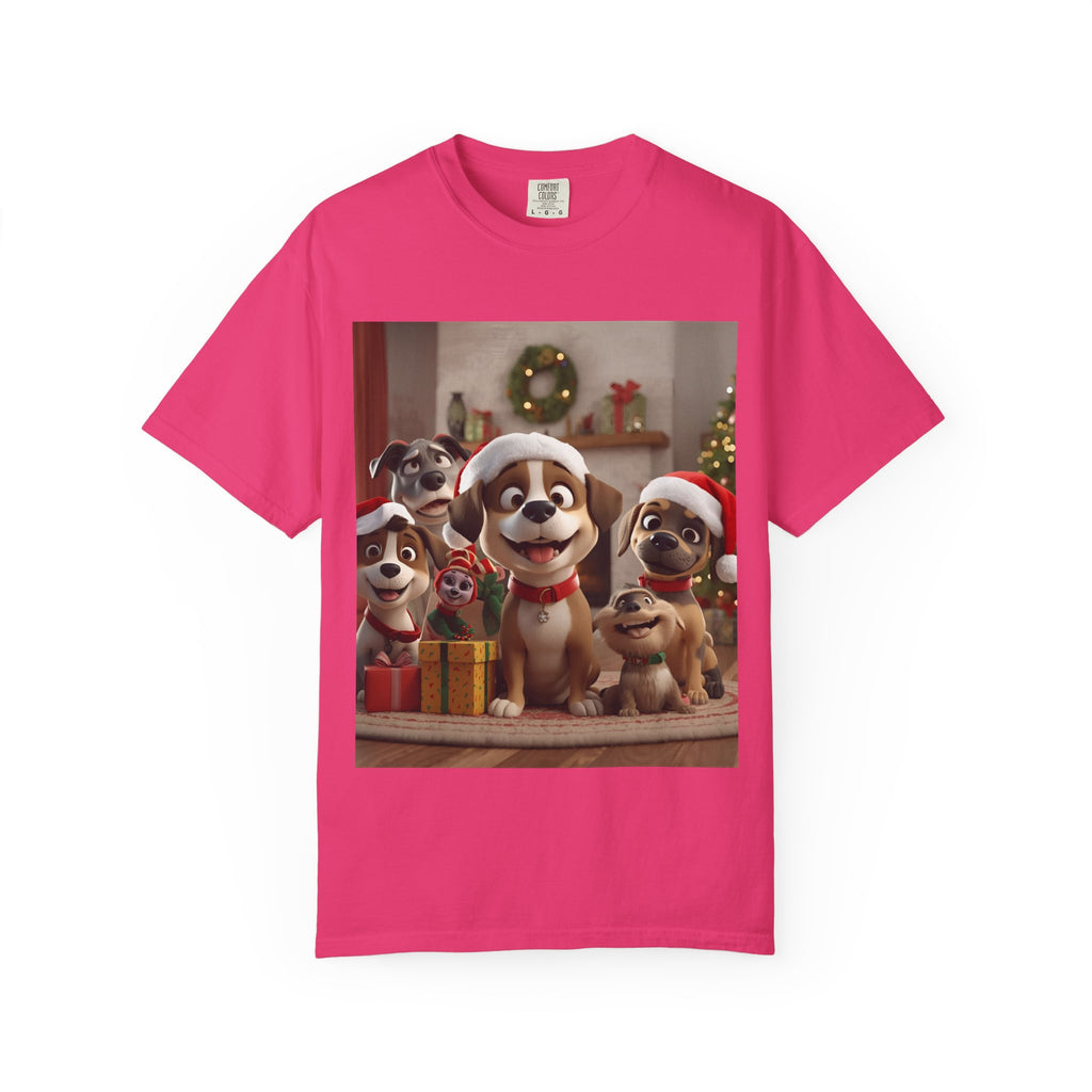 Cute Christmas Festive Dog Lovers T-Shirt | Unisex Garment-Dyed Tee for Dog Enthusiasts | Holiday Gift, Christmas Apparel, Pet Lover Shirt